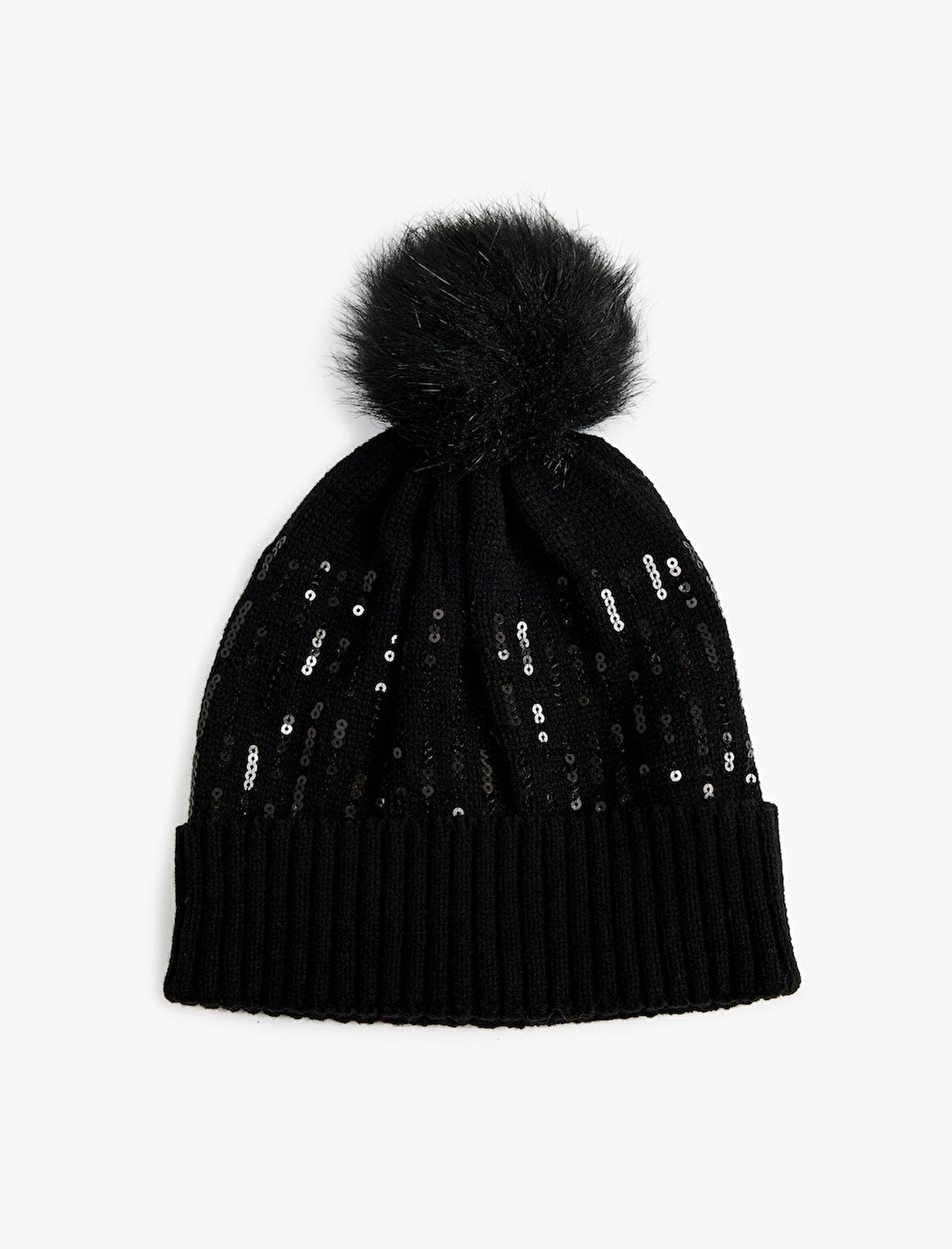 Pul Detaylı Ponponlu Katlı Örgü Bere