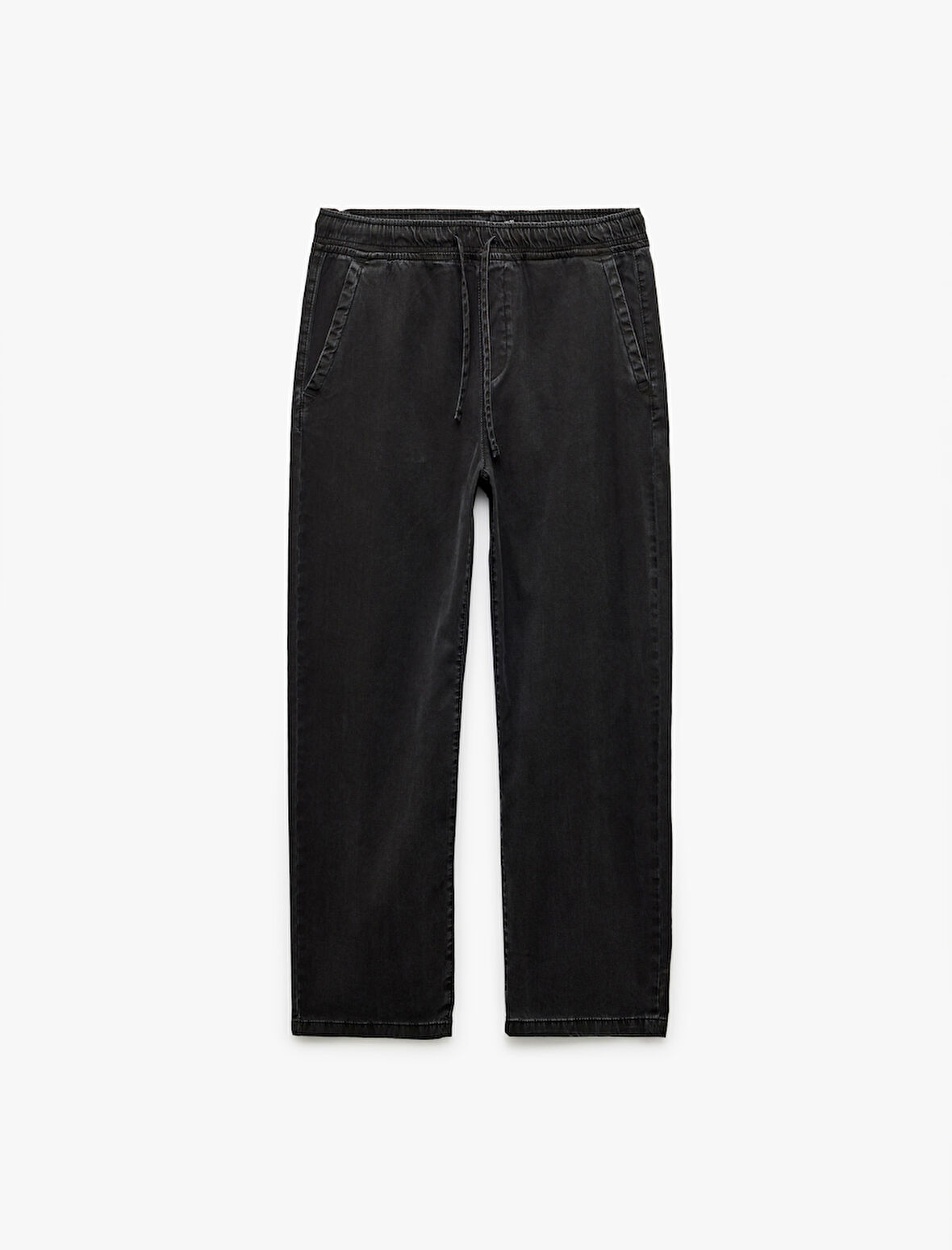 Beli Bağcıklı Cep Detaylı Loose Fit Bol Jean Pantolon