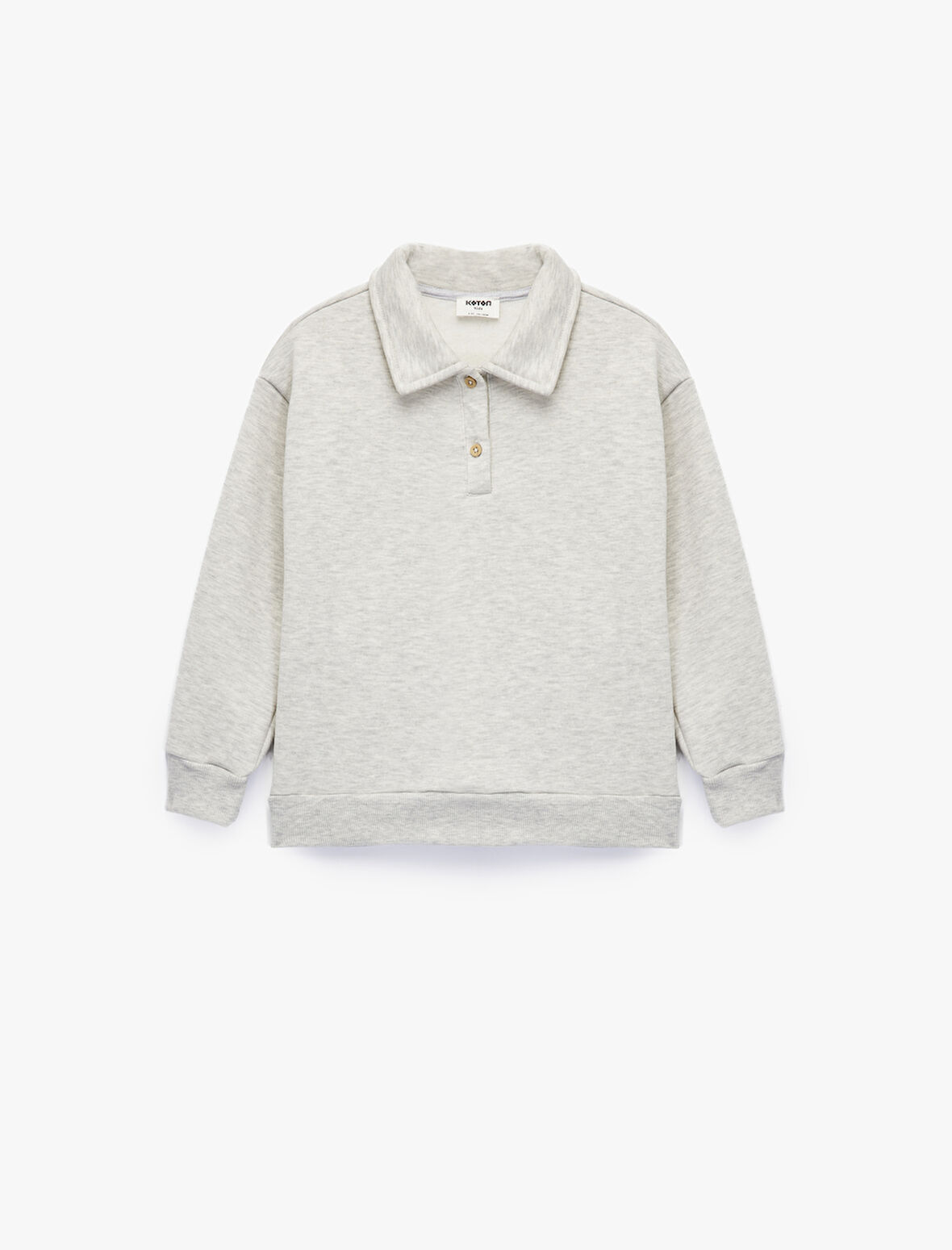 Uzun Kollu Düğmeli Polo Yaka Sweatshirt