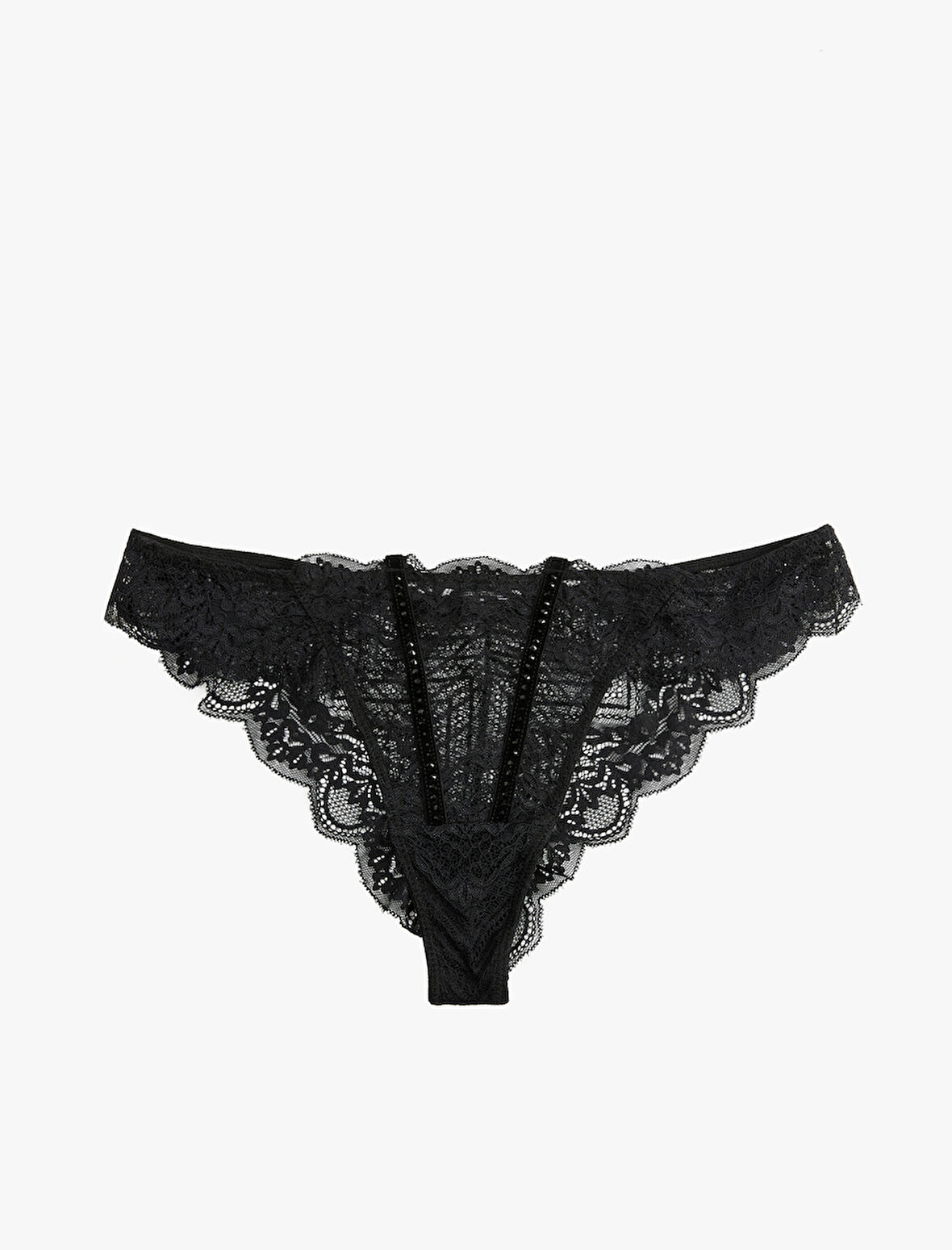 Taş Detaylı Dantelli Brazilian Külot