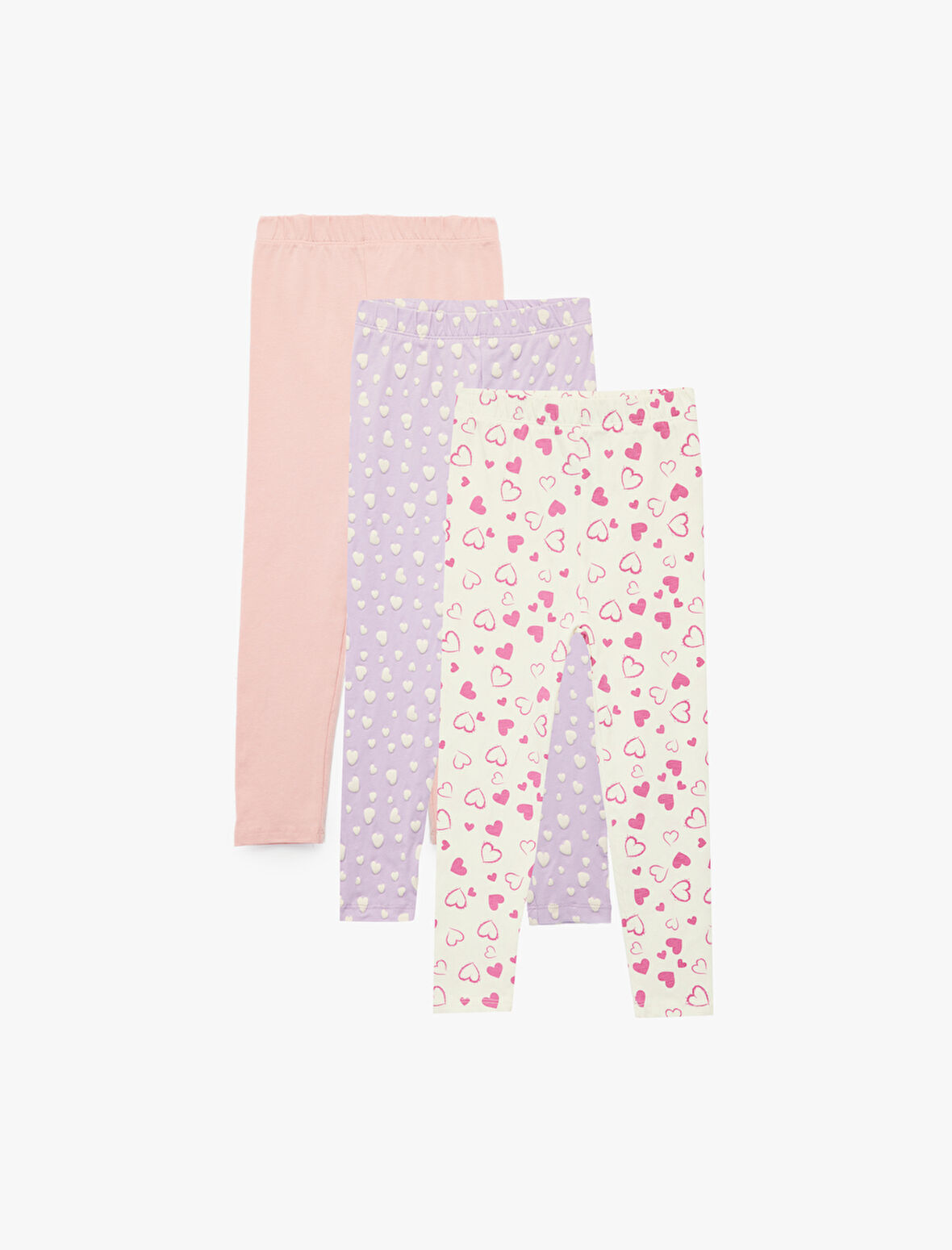 Pamuklu Desenli Beli Lastikli 3'lü Tayt Seti