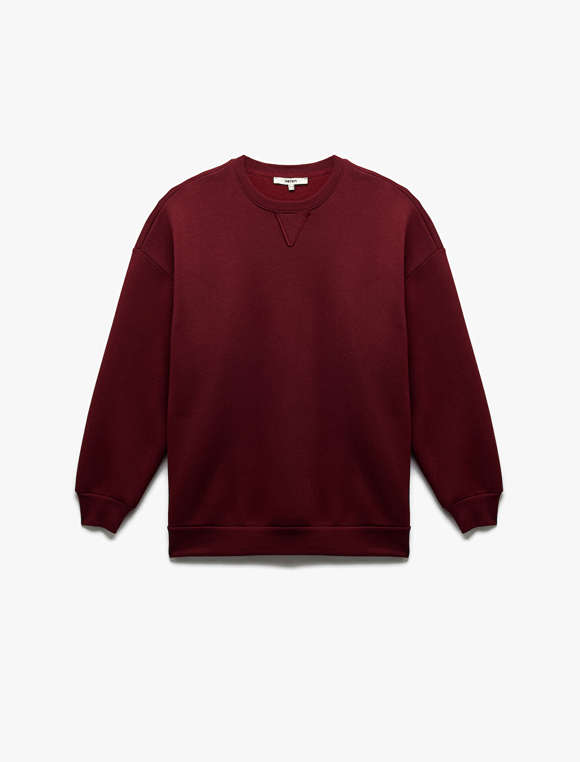 Üç İplik Şardonlu Uzun Kollu Bisiklet Yaka Oversize Sweatshirt