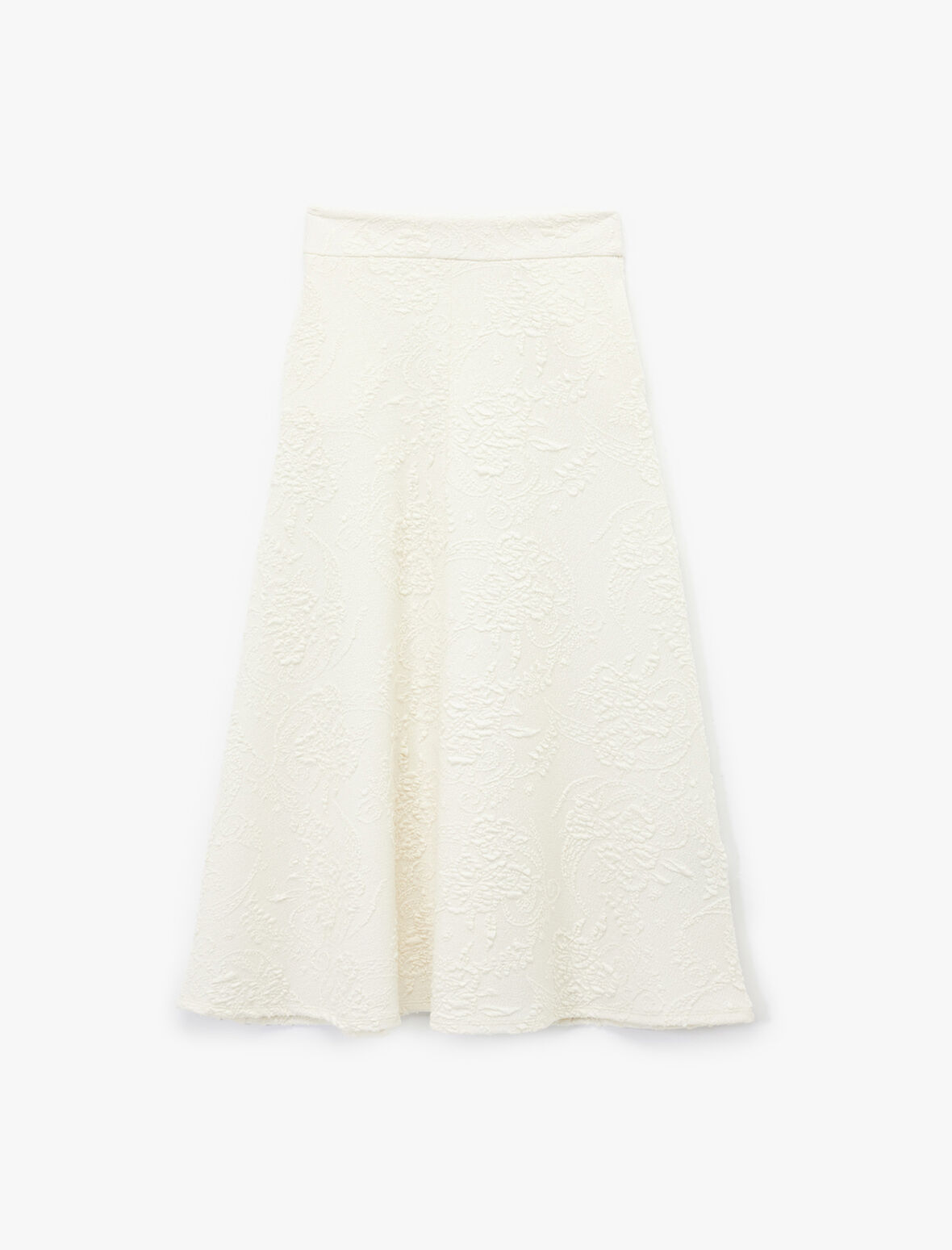 Rahat Kalıp Floral Dokulu Midi Boy Çan Etek