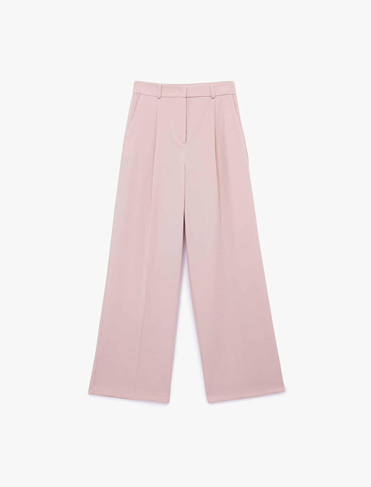 Pile Detaylı Cepli Yüksek Bel Geniş Paça Palazzo Pantolon