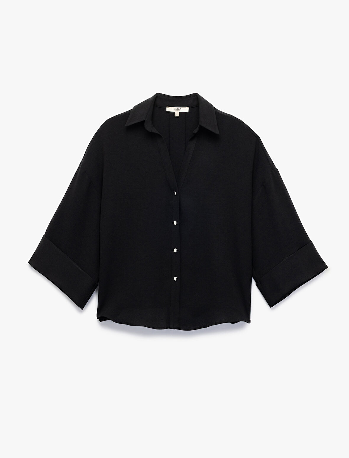 Krep Kumaş 3/4 Kollu Oversize Gömlek