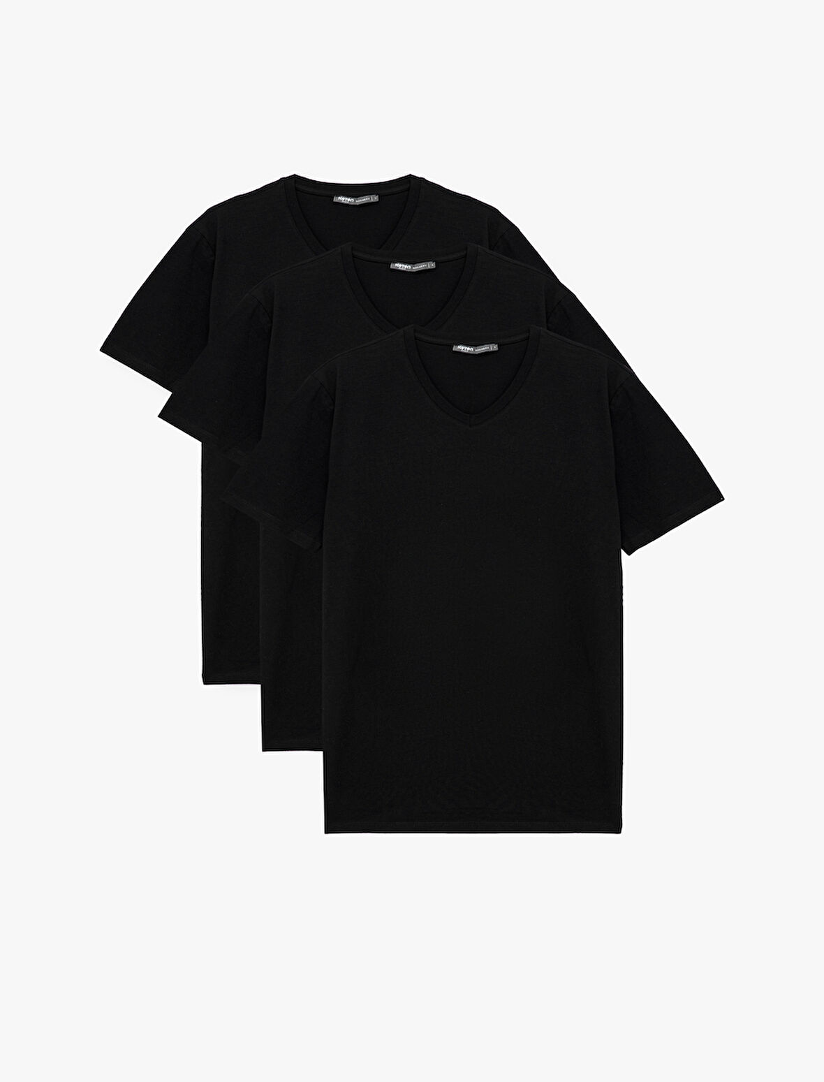 Slim Fit Kısa Kollu Pamuklu Basic V Yaka 3'lü Tişört Seti