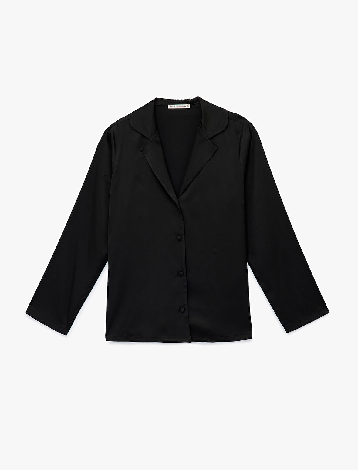 Düğmeli Uzun Kollu Gömlek Yaka Pijama Üstü