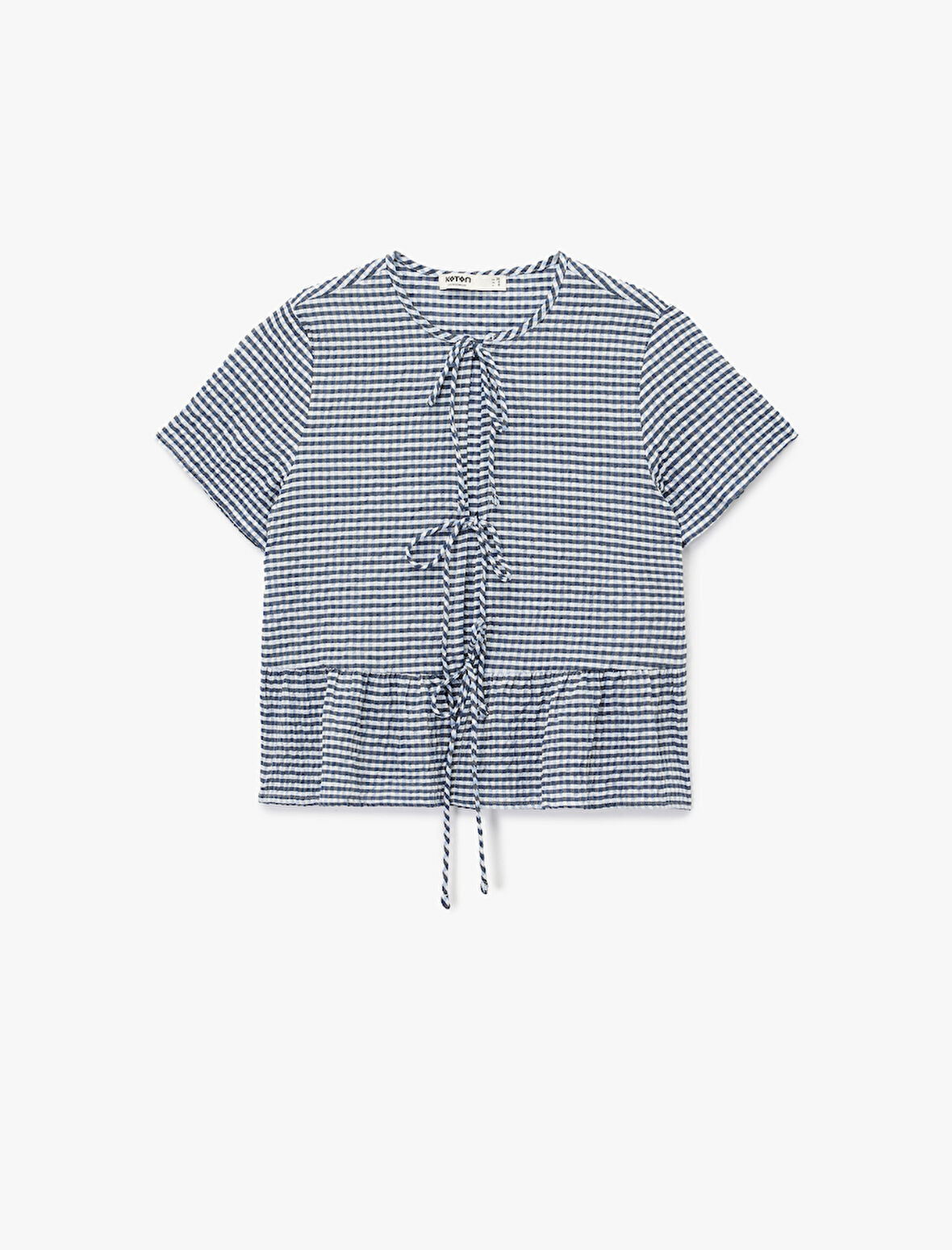 Bağlama Detaylı Rahat Kalıp Kısa Kollu Pijama Üstü