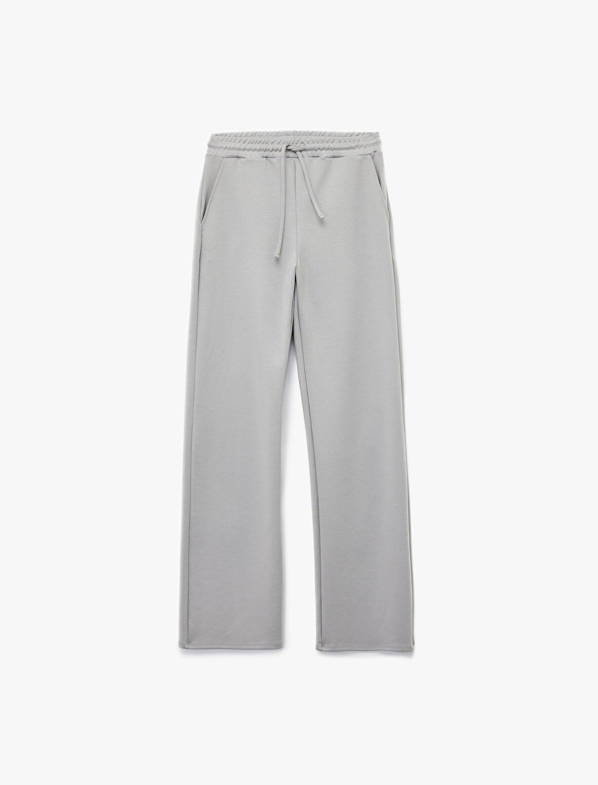 Yüksek Bel Cep Detaylı Beli Bağcıklı Modal Karışımlı Geniş Paça Eşofman Altı