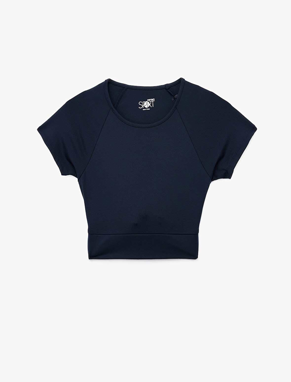 Slim Fit Kısa Kollu Bağlama Detaylı Crop Spor Tişört