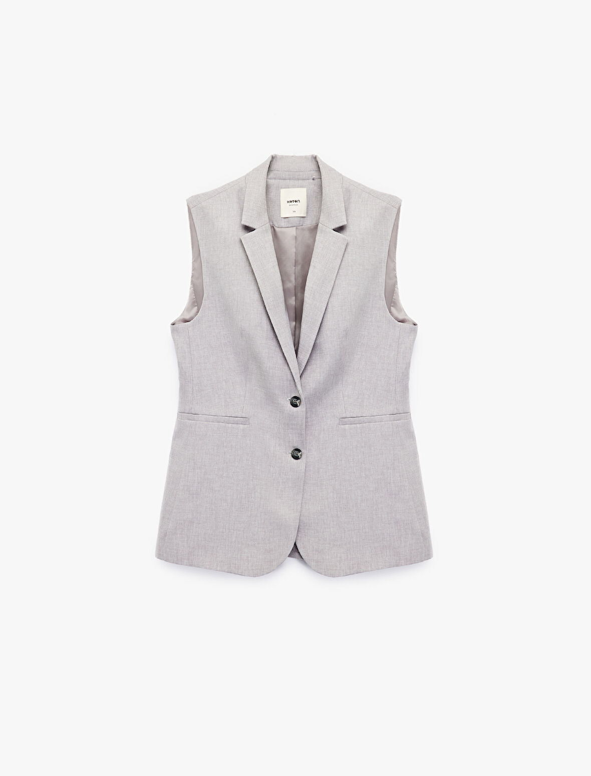 Kruvaze Yaka Kolsuz Uzun Blazer Yelek