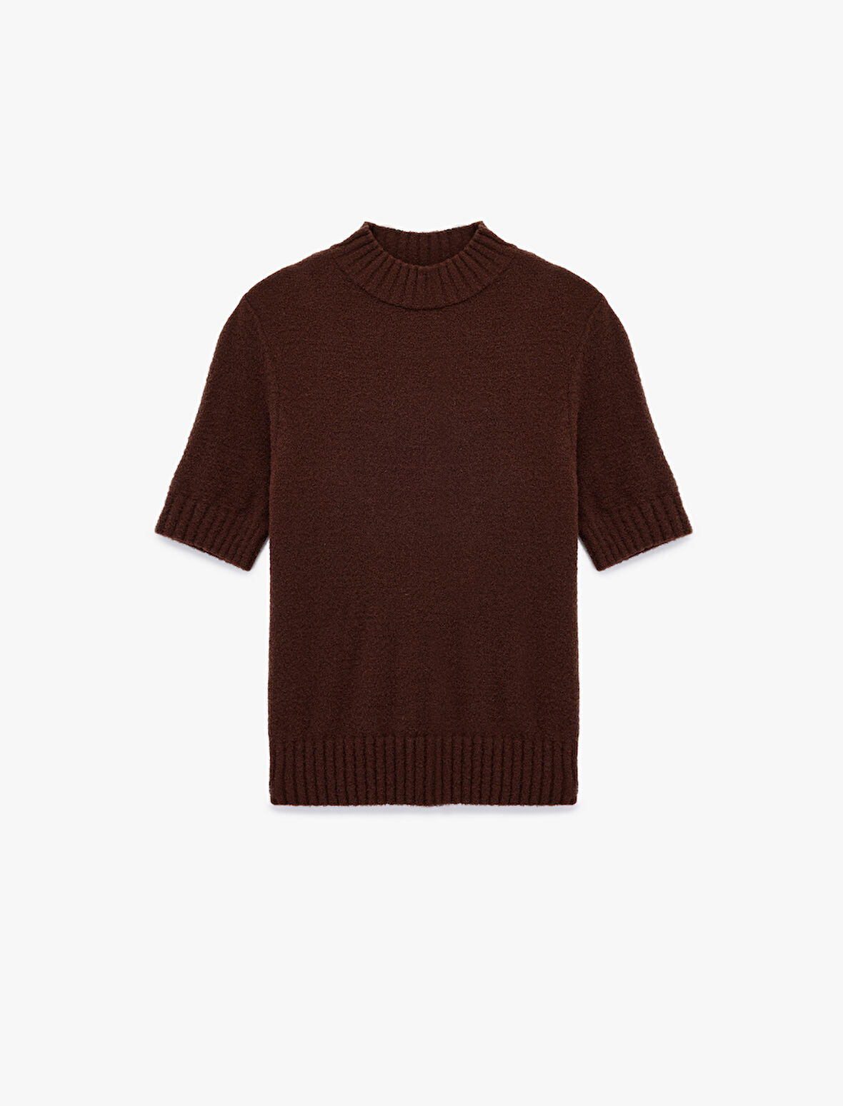 Regular Fit Kısa Kollu Dik Yaka Triko Kazak