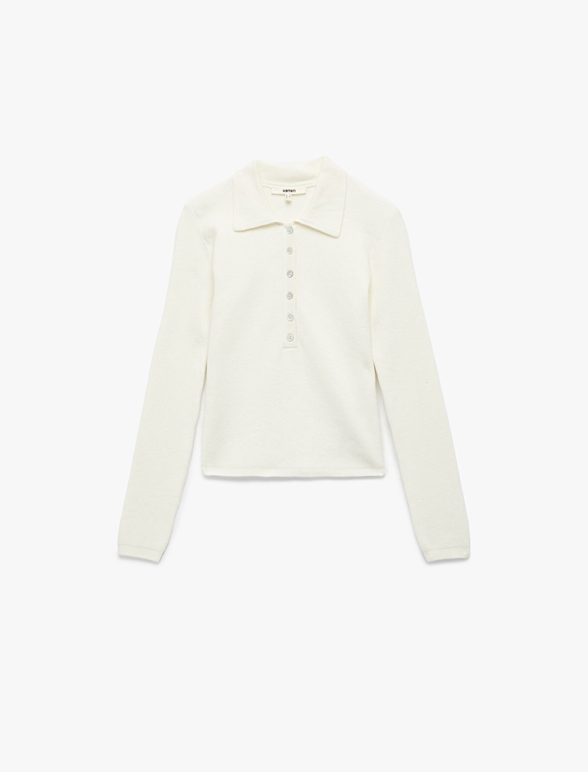 Yarım Düğmeli Uzun Kollu Polo Yaka Triko Kazak