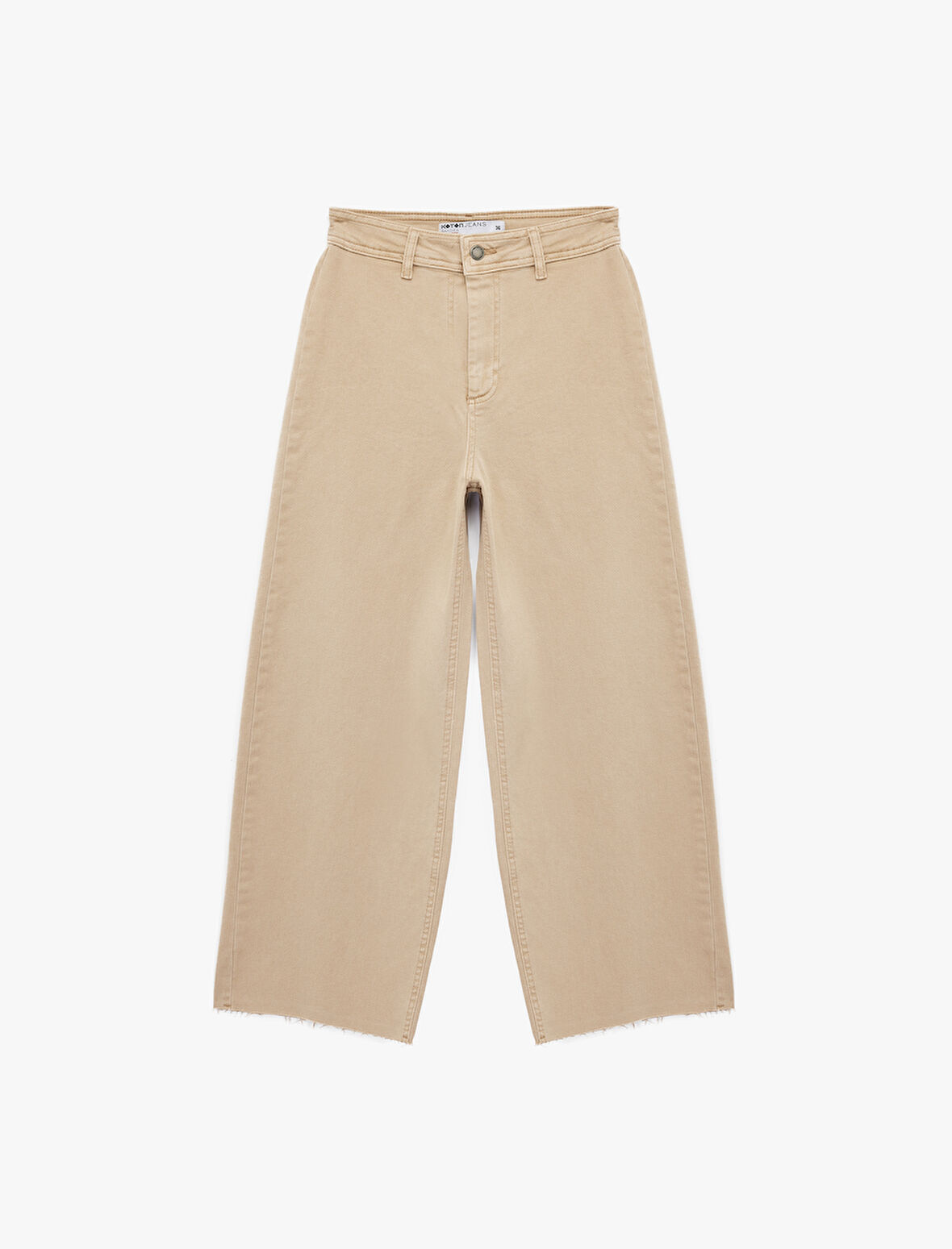 Yüksek Bel Düğmeli Cepli Rahat Kalıp Geniş Paça Denim Pantolon - Culotte Jeans