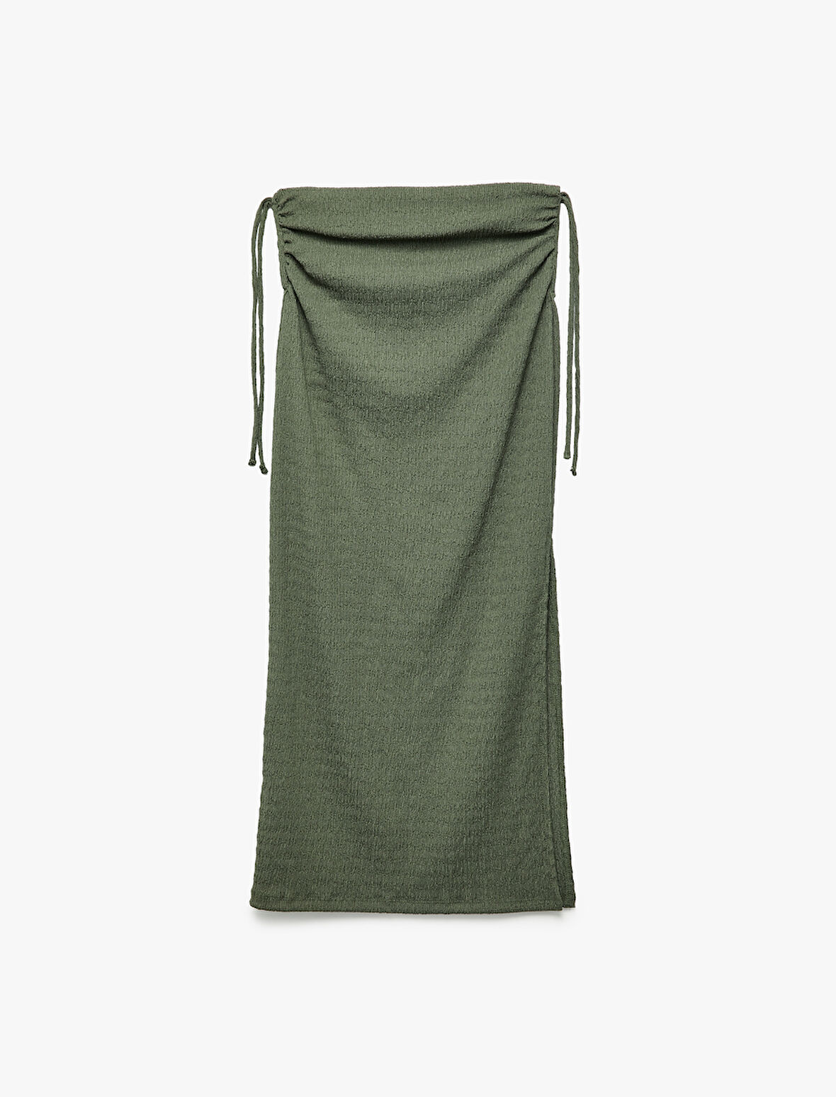 Bürümcük Kumaş Slim Fit Büzgü Detaylı Yırtmaçlı Uzun Etek