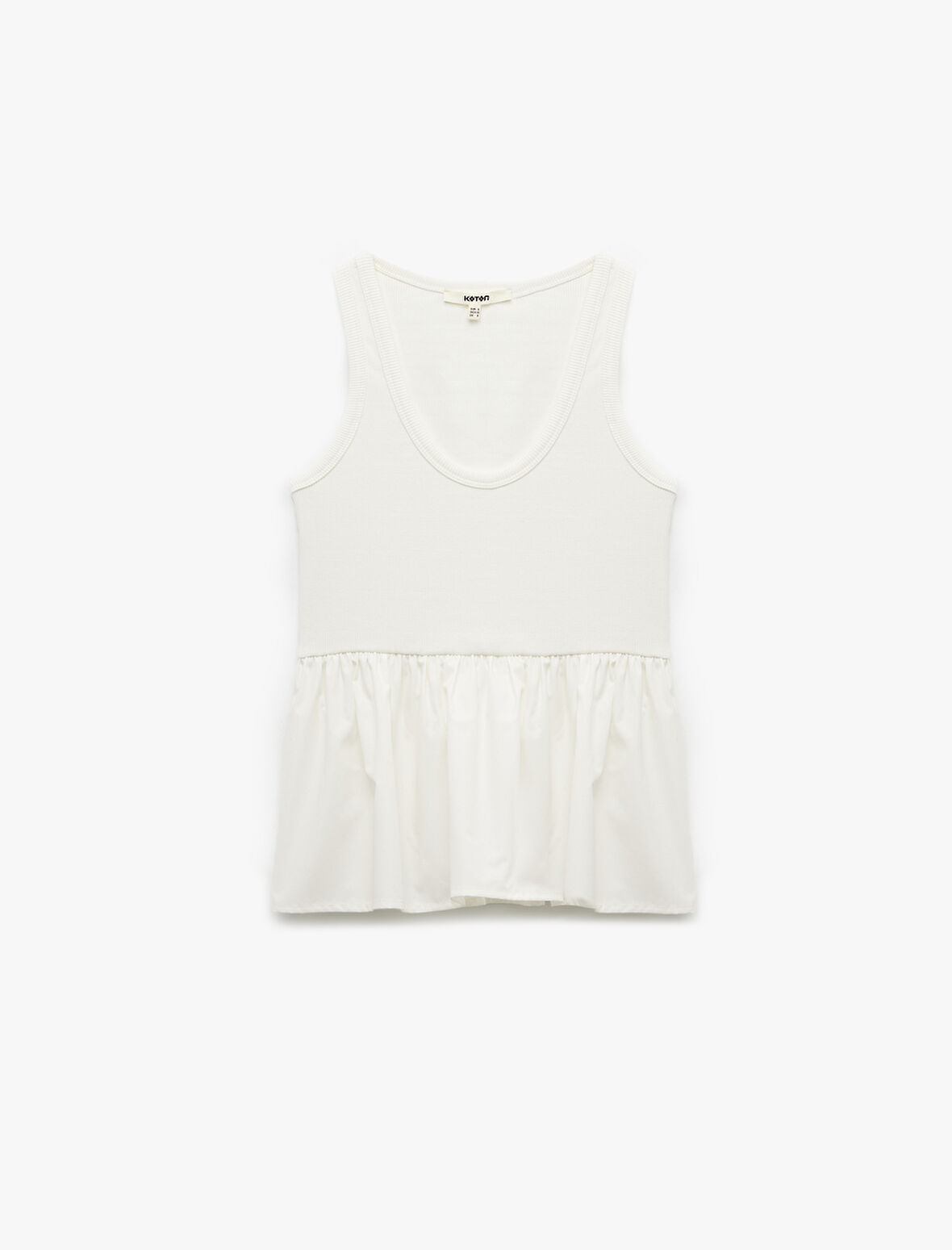 Pamuklu İki Farklı Kumaş Kullanımlı U Yaka Peplum Kesim Atlet