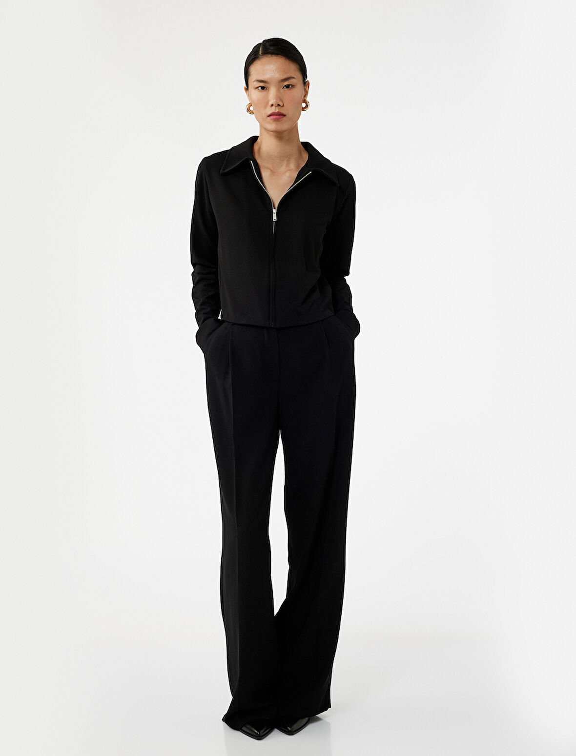 Regular Fit Uzun Kollu Fermuarlı Hırka