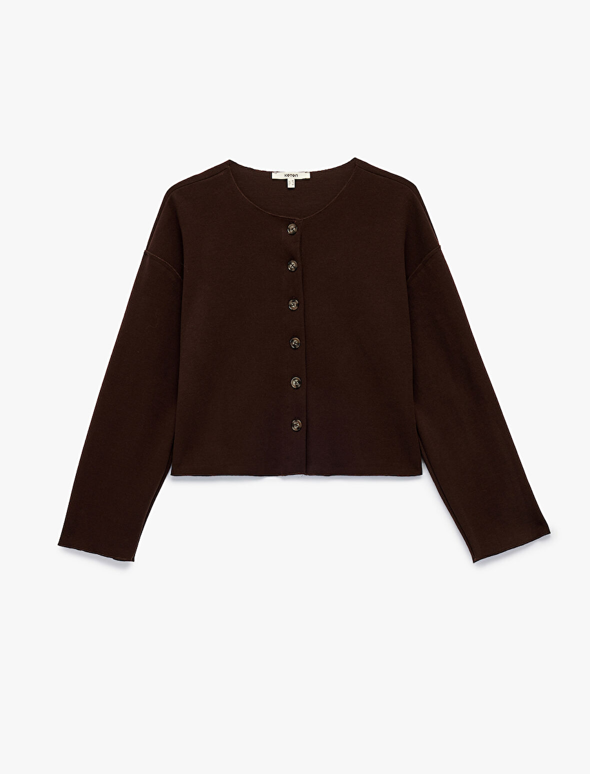  Uzun Kollu Bisiklet Yaka Düğmeli Triko Hırka