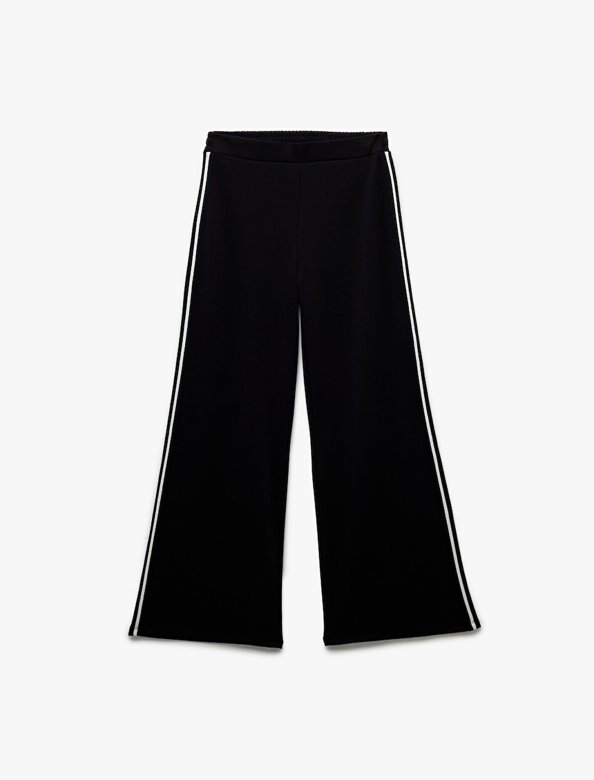 Şardonlu Modal Kumaş Yanları Şerit Detaylı Geniş Paça Eşofman Altı