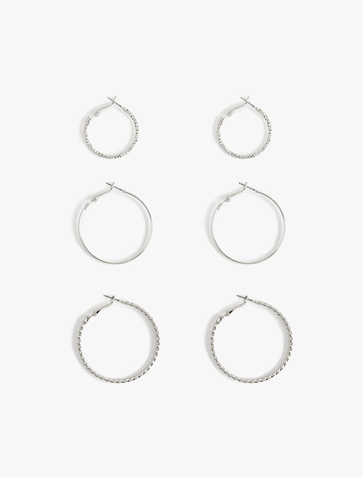 Çelik Burgu 3'lü Halka Küpe Seti