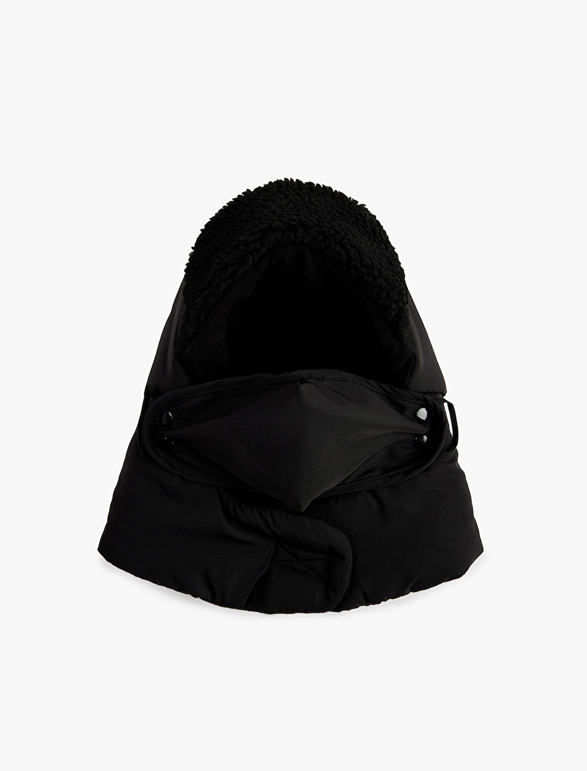 Çıtçıt Düğmeli Peluş Detaylı Kar Şapkası