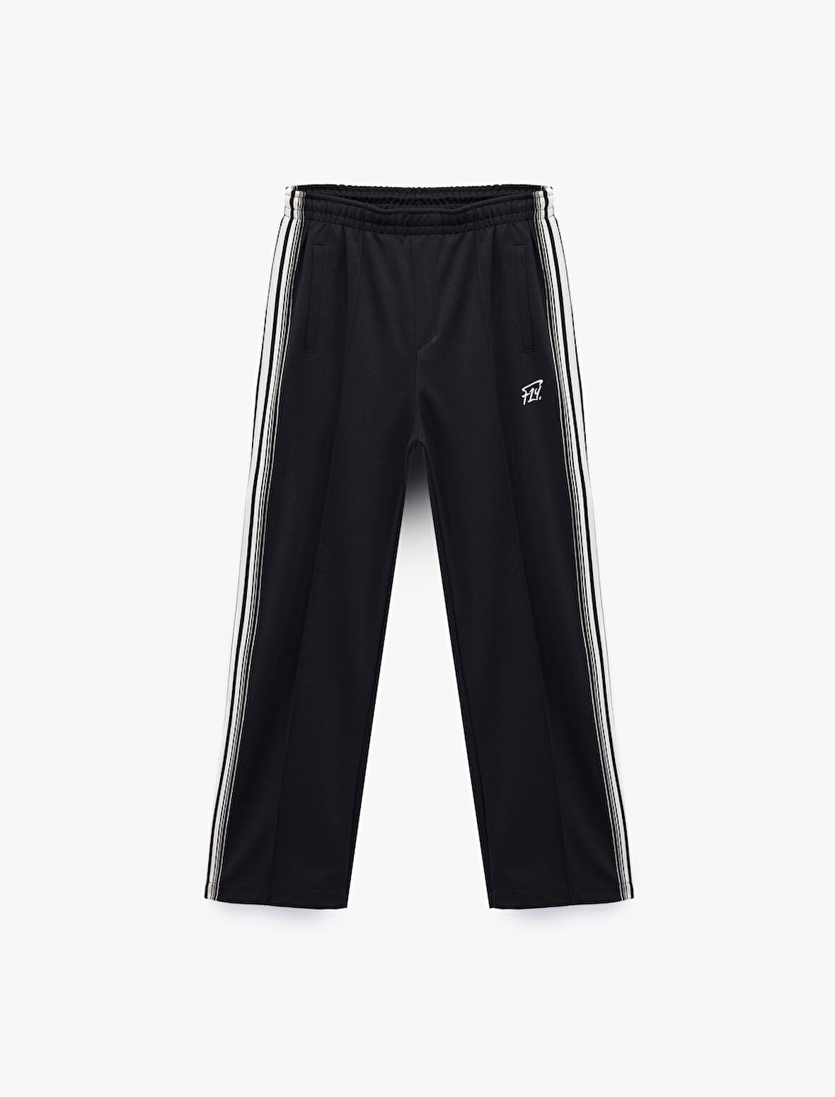 Viskon Karışımlı Beli Lastikli Cepli Şerit Detaylı Baskılı Bol Kalıp Eşofman Altı