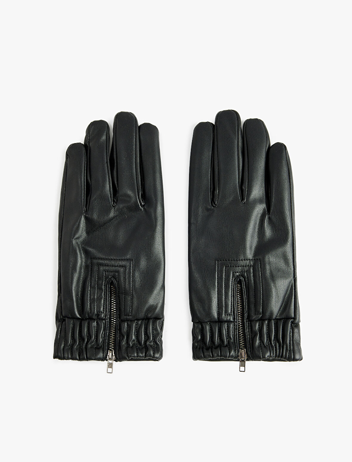 Fermuar Detaylı Suni Deri Eldiven