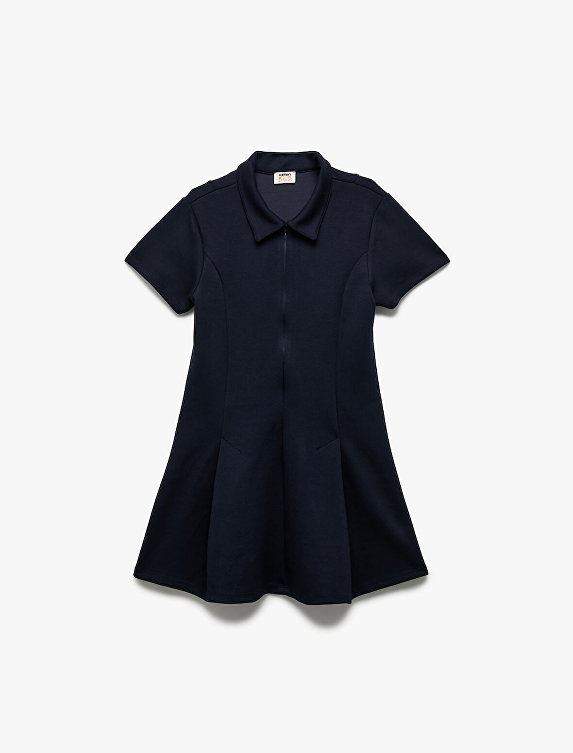 Kısa Kollu Fermuar Kapamalı Gömlek Yaka Elbise