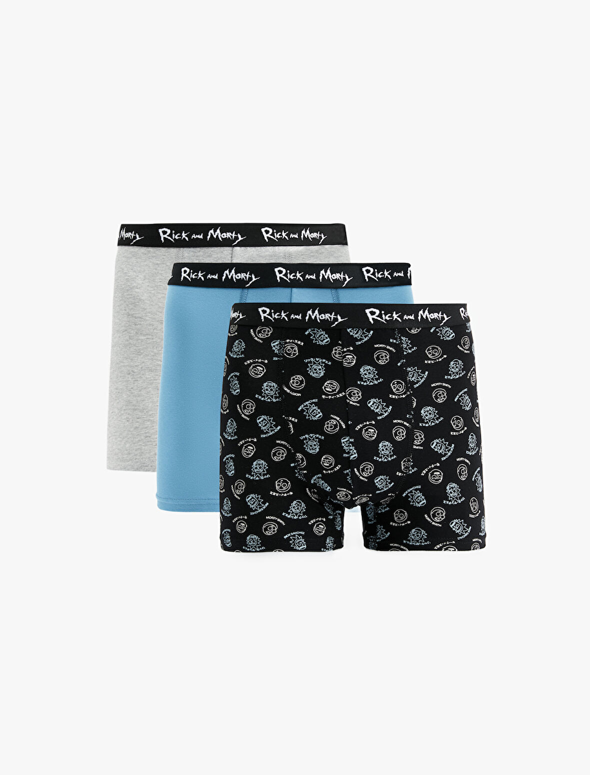 Lisanslı Rick and Morty Baskılı Pamuklu 3'lü Boxer Set