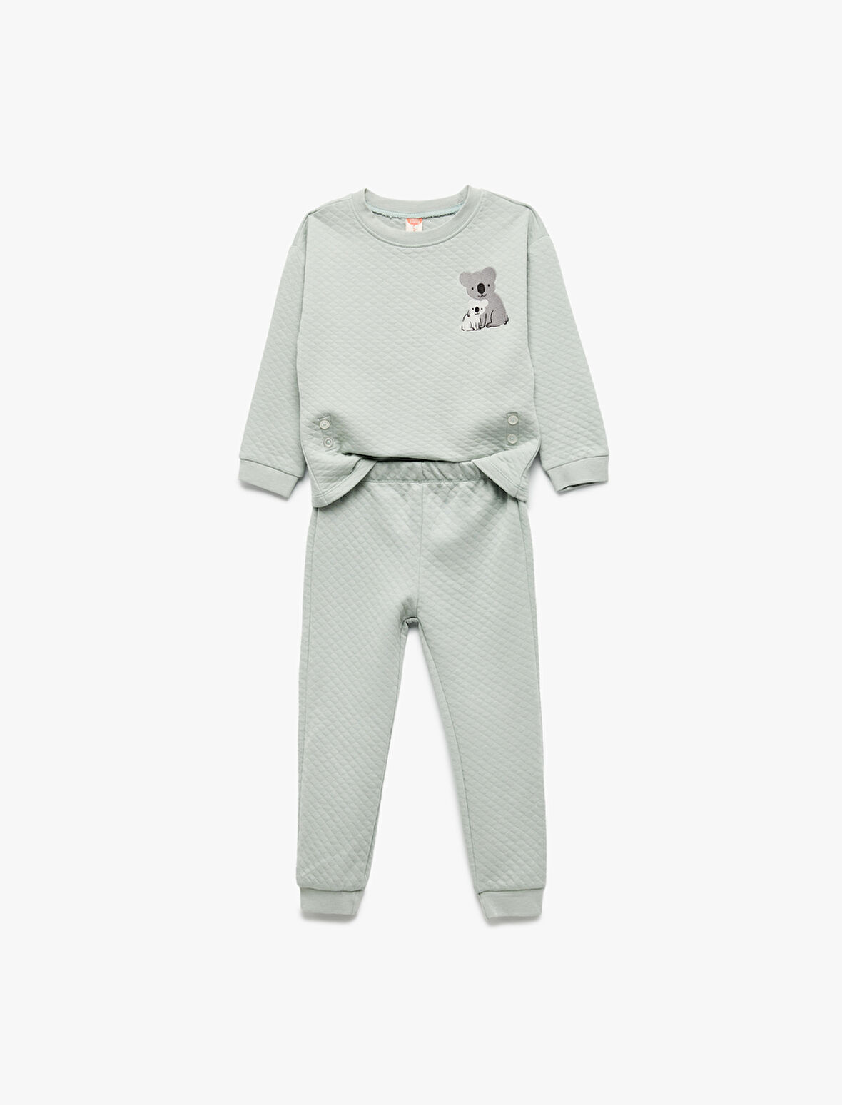 Kapitoneli Uzun Kollu Bisiklet Yaka Koala Nakışlı 2'li Takım