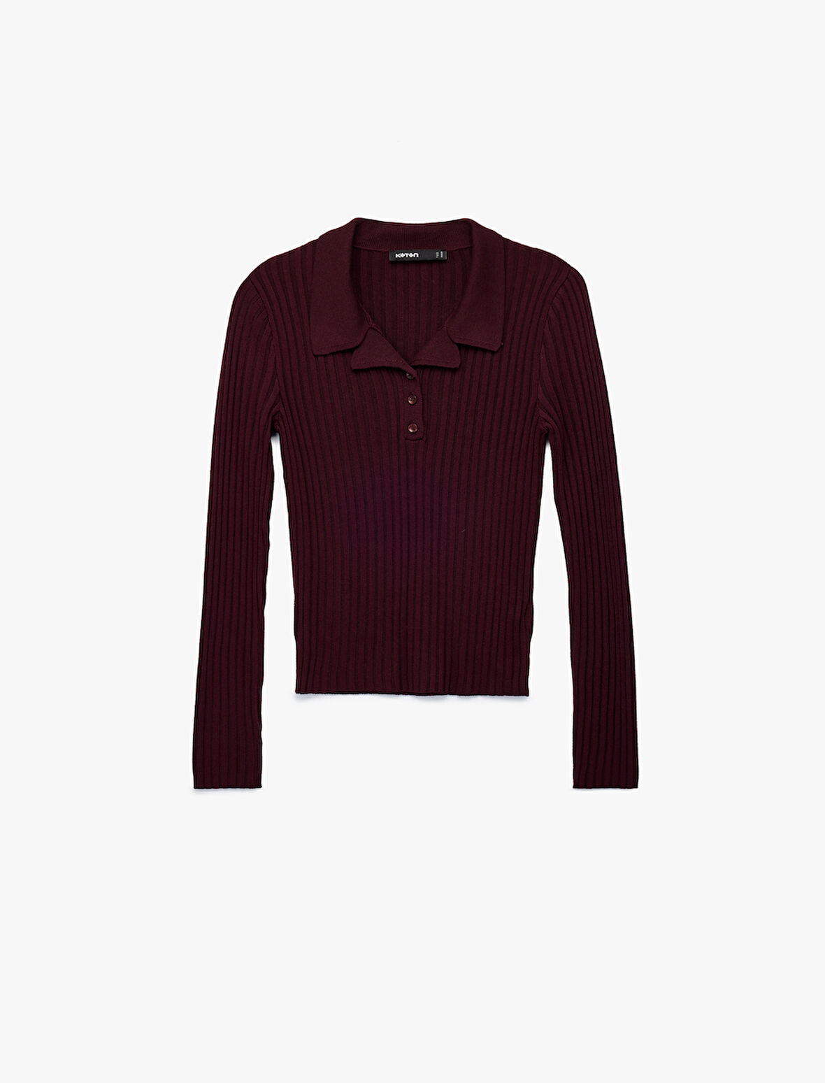 Yarım Düğme Detaylı Uzun Kollu Polo Yaka Triko Kazak