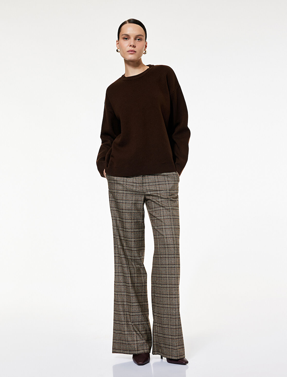 Bisiklet Yaka Uzun Kollu Triko Oversize Kazak