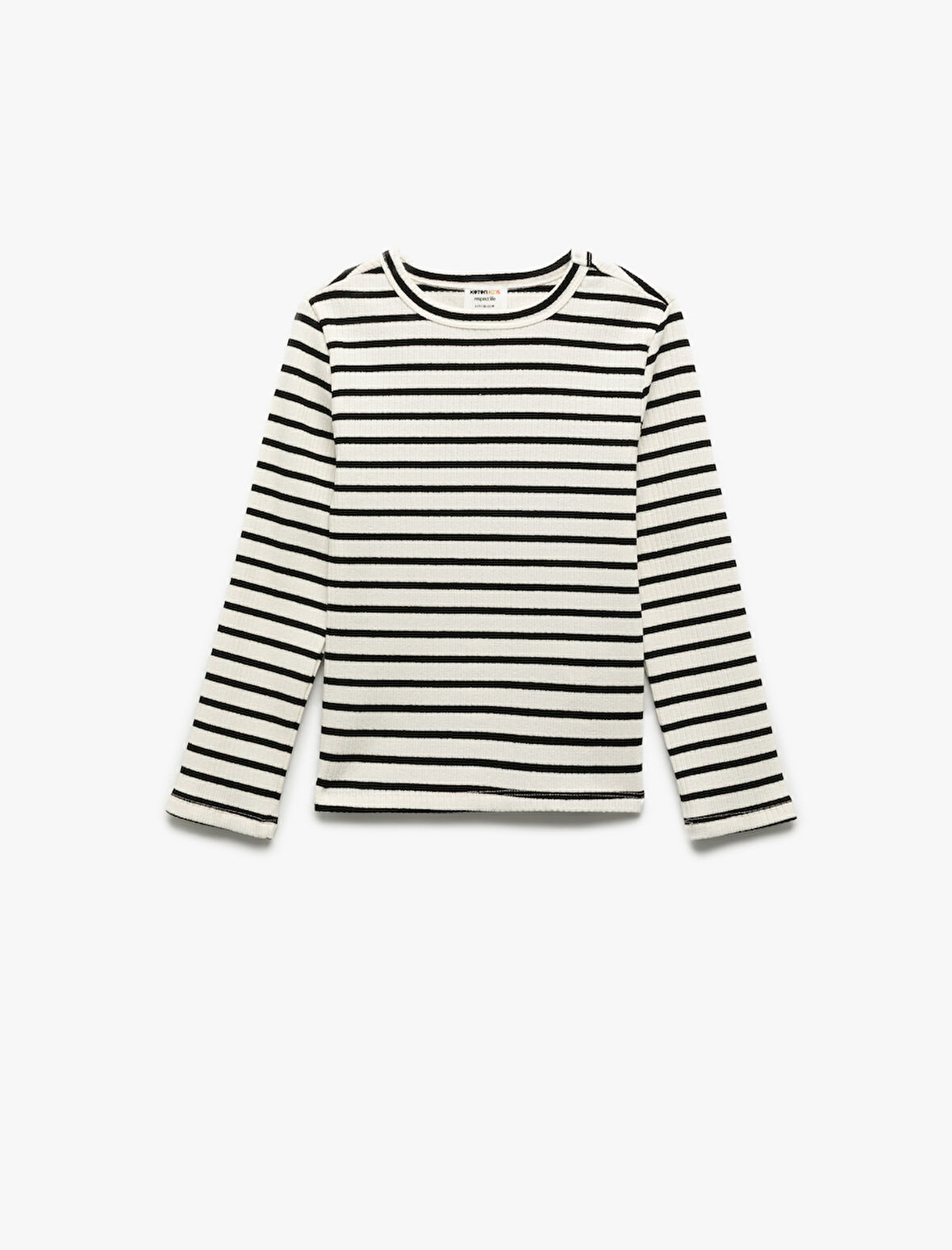 Uzun Kollu Bisiklet Yaka Çizgili Tişört