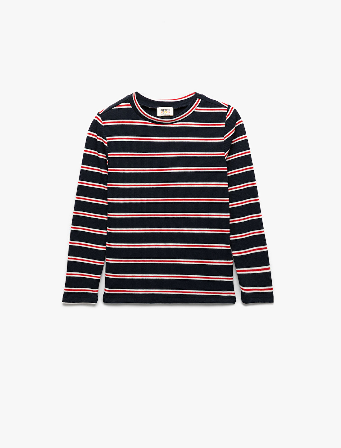 Uzun Kollu Bisiklet Yaka Çizgili Tişört