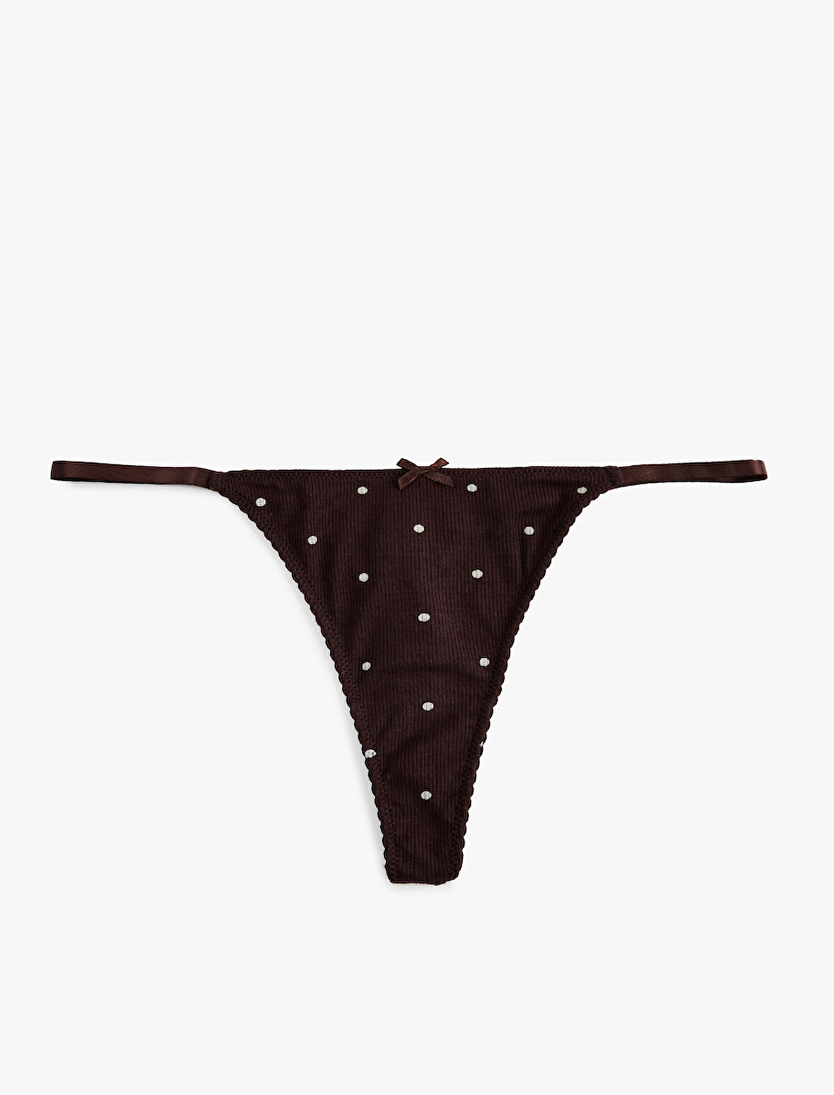 Kurdele Detaylı Viskon Rahat Kalıp Puantiyeli String Külot