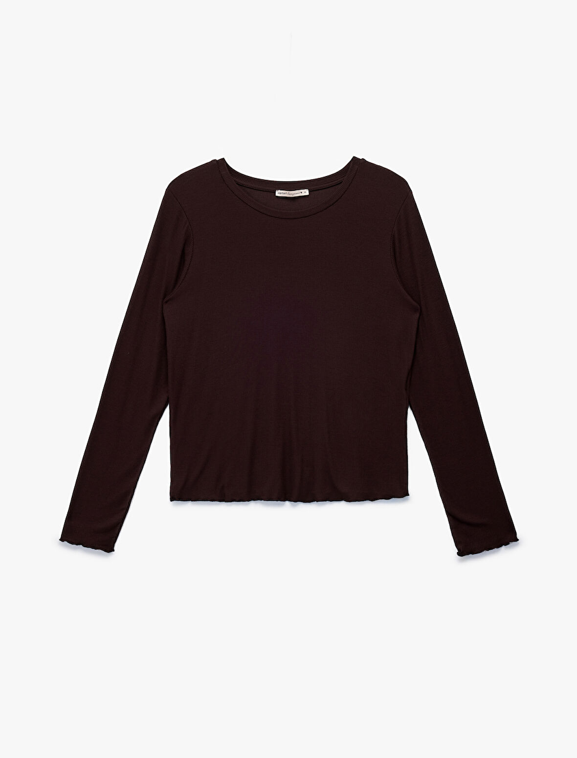 Bisiklet Yaka Uzun Kollu Viskon Pijama Üstü