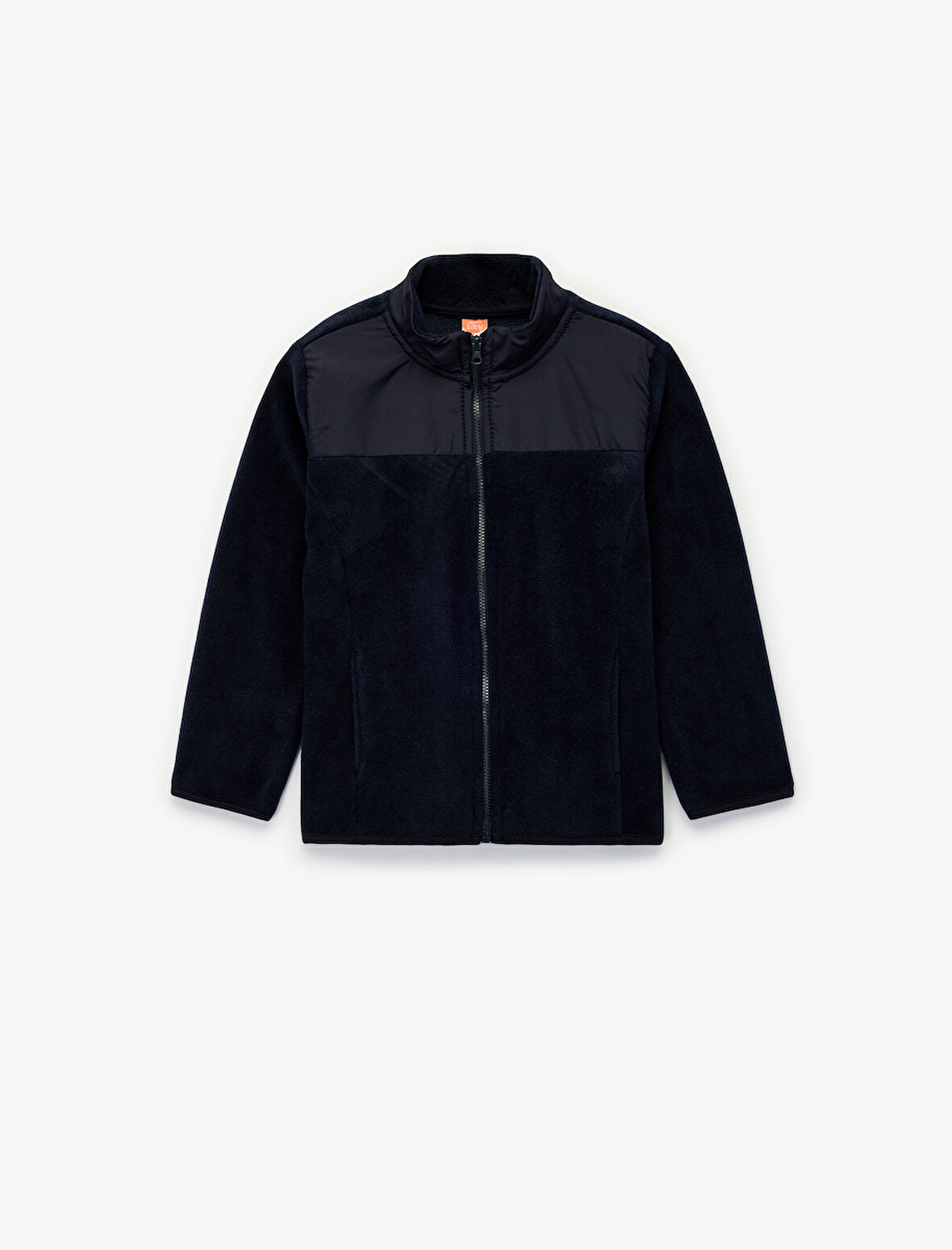 Uzun Kollu Cepli Dik Yaka Fermuarlı Polar Sweatshirt