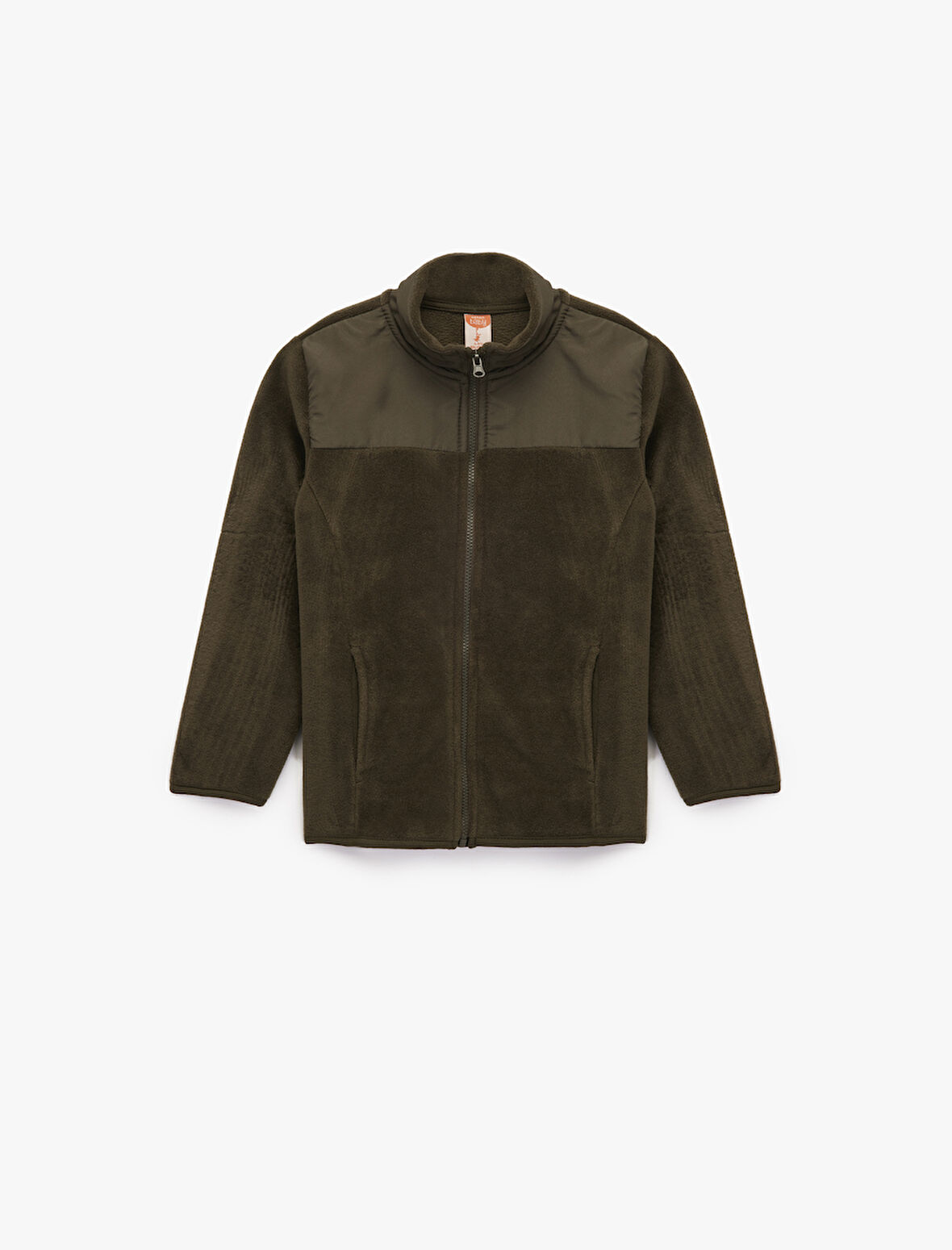 Uzun Kollu Cepli Dik Yaka Fermuarlı Polar Sweatshirt