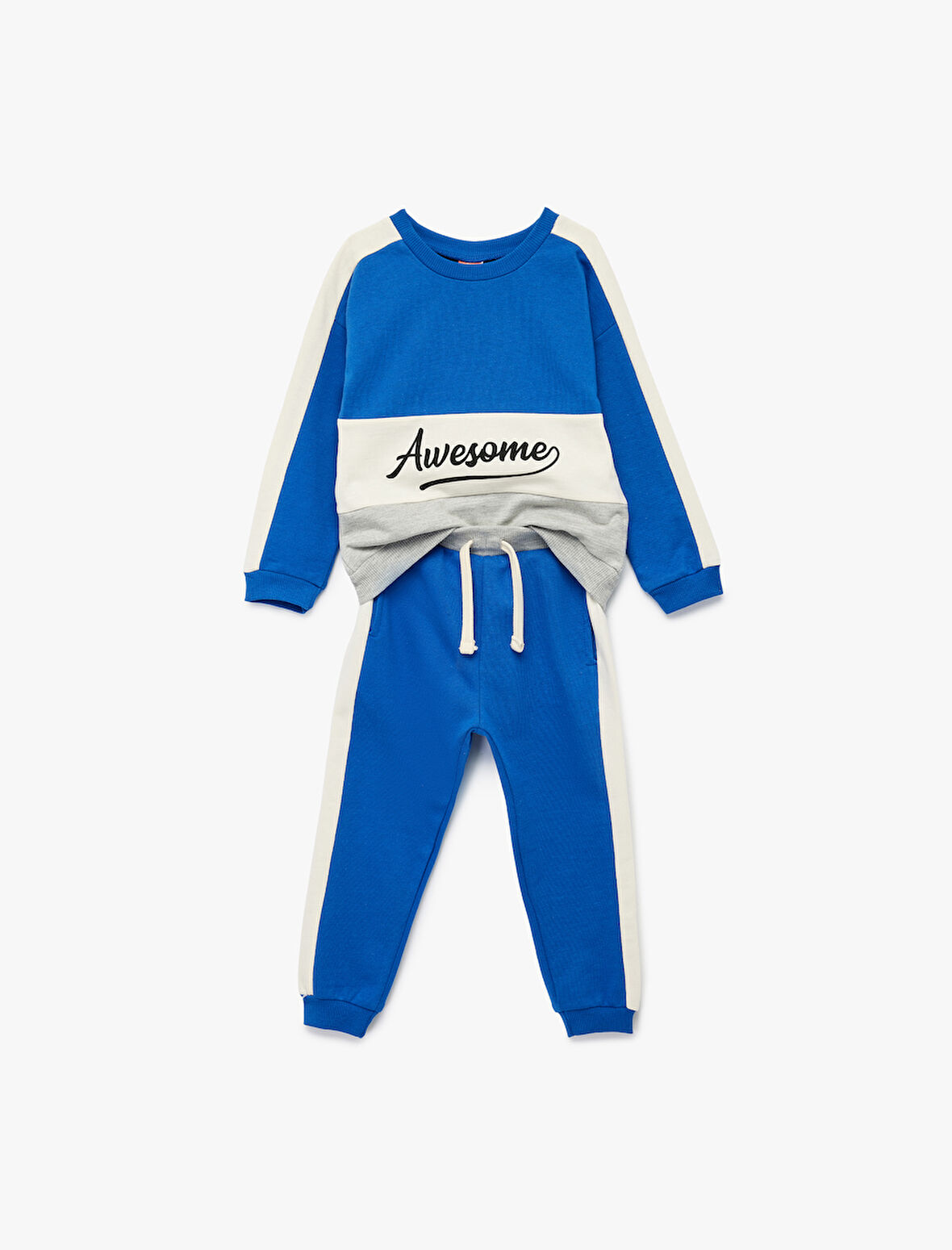 Pamuklu Şardonlu Baskılı Renk Bloklu 2'li Eşofman Takımı