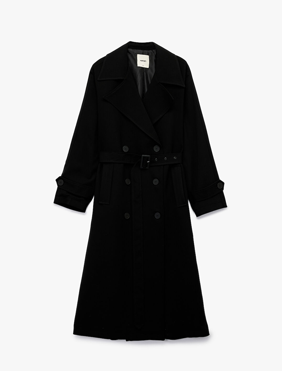 Astarlı Cepli Kruvaze Uzun Kollu Gabardin Trençkot