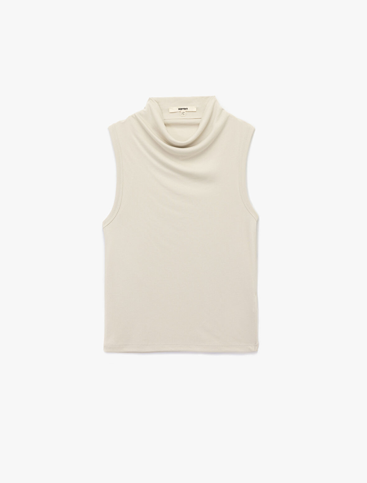 Modal Kumaş Slim Fit Dik Dökümlü Yaka Kolsuz Bluz