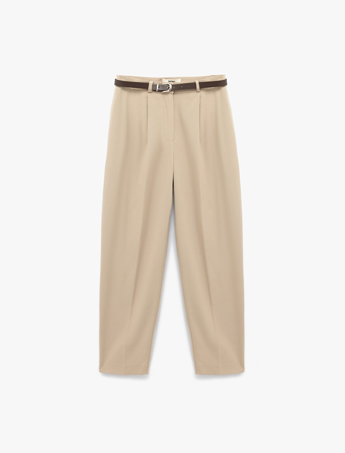 Cepli Pile Detaylı Kemerli Kumaş Cigarette Pantolon