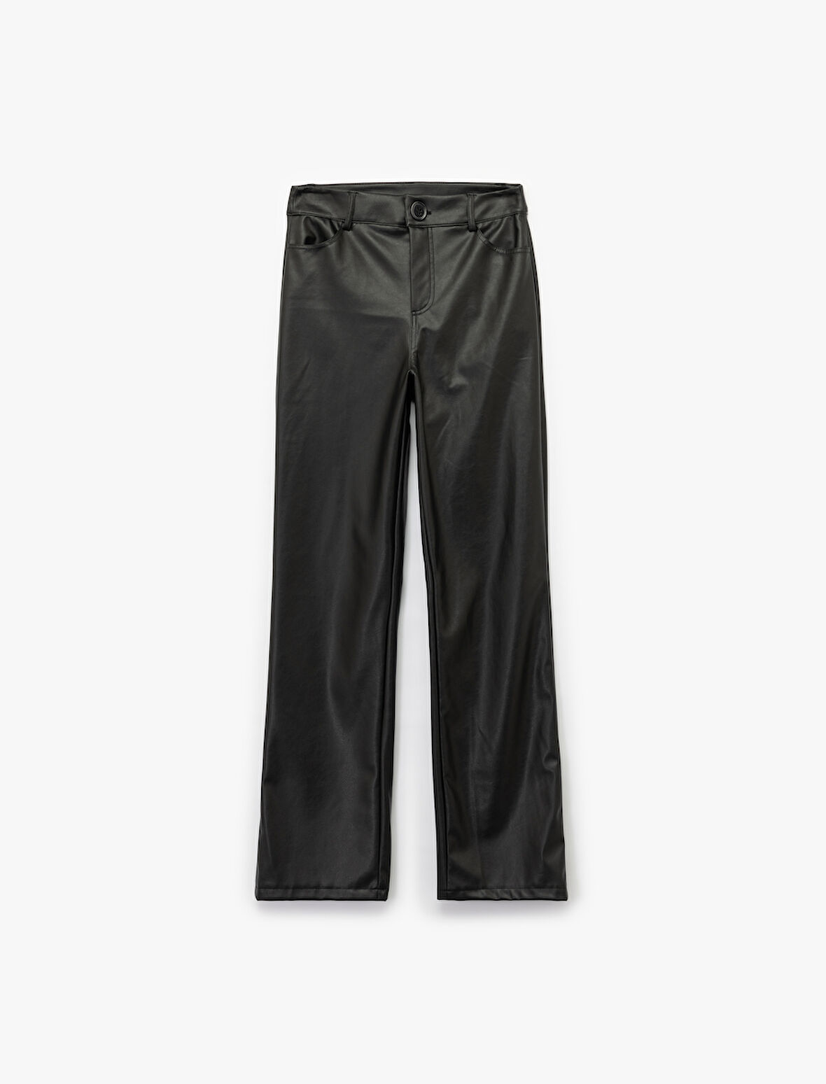 Cepli Düz Bol Paça Suni Deri Pantolon