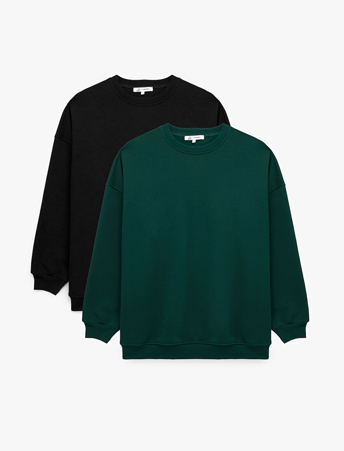 Uzun Kollu Bisiklet Yaka Oversize Pamuklu 2'li Sweatshirt Seti