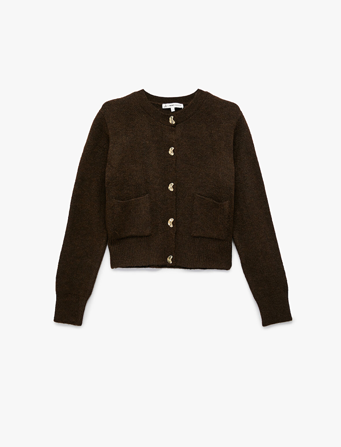 Uzun Kollu Bisiklet Yaka Cep Detaylı Düğmeli Hırka