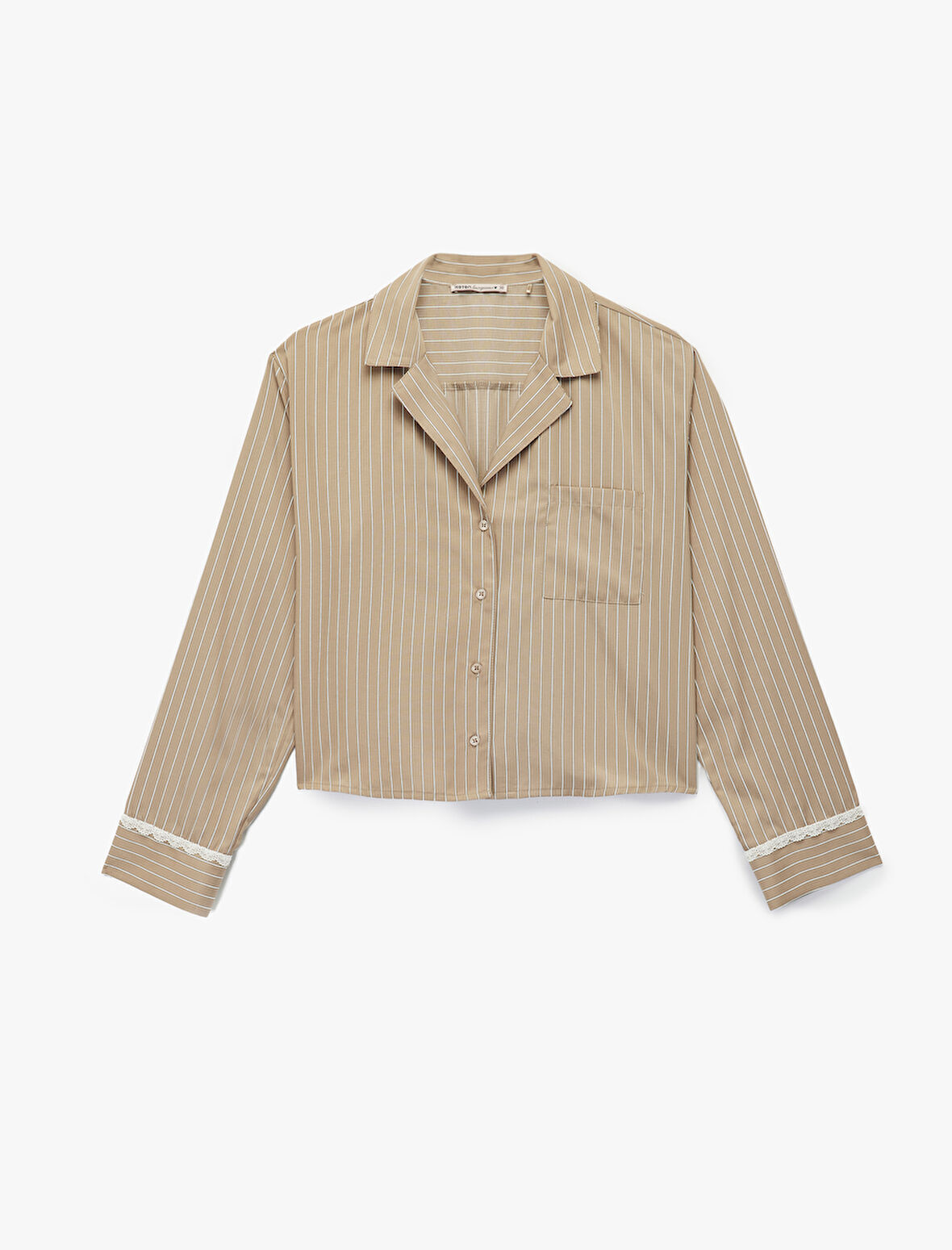 Rahat Kalıp Uzun Kollu Gömlek Yaka Pijama Üstü