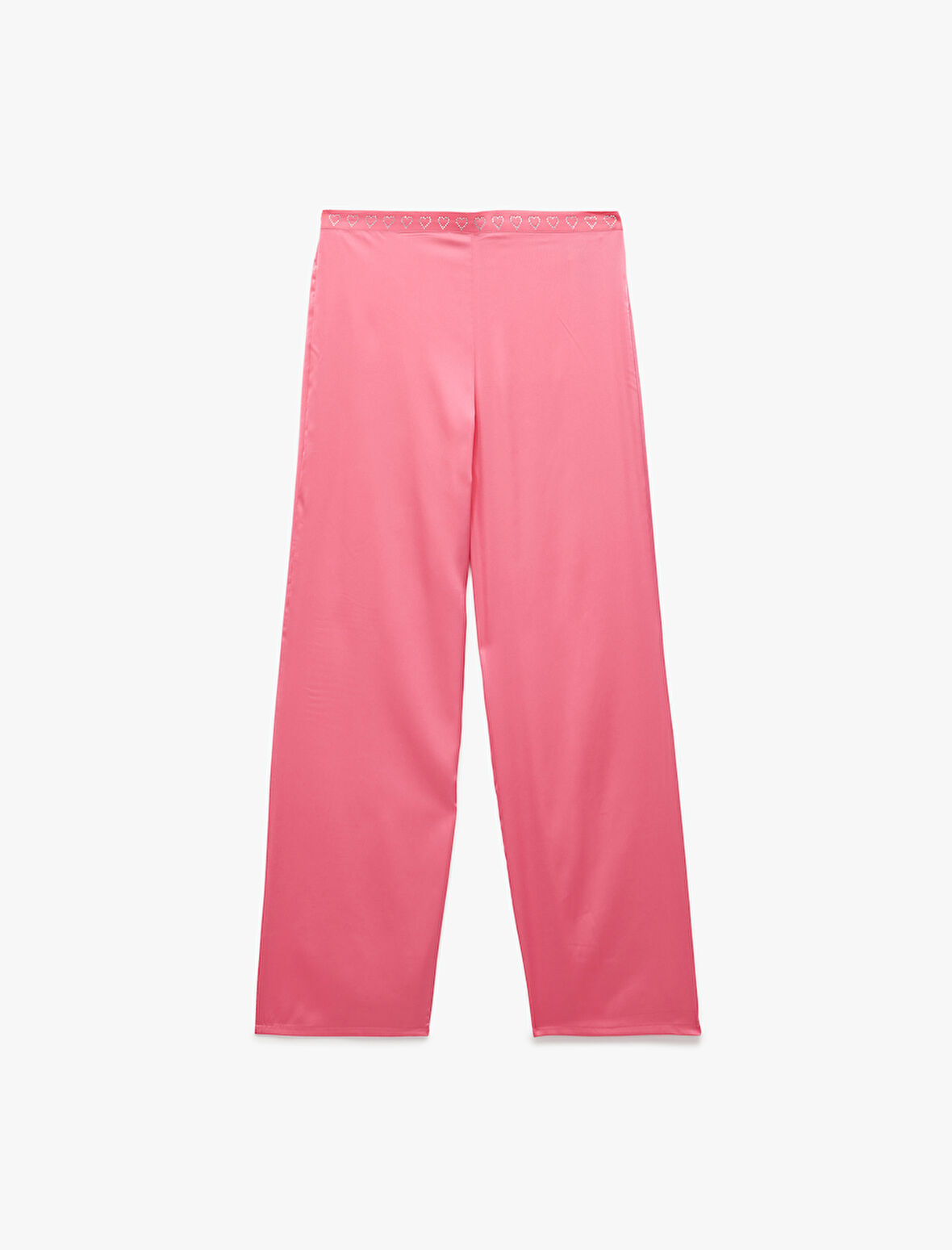 Uzun Rahat Kalıp Kalpli Saten Pijama Altı