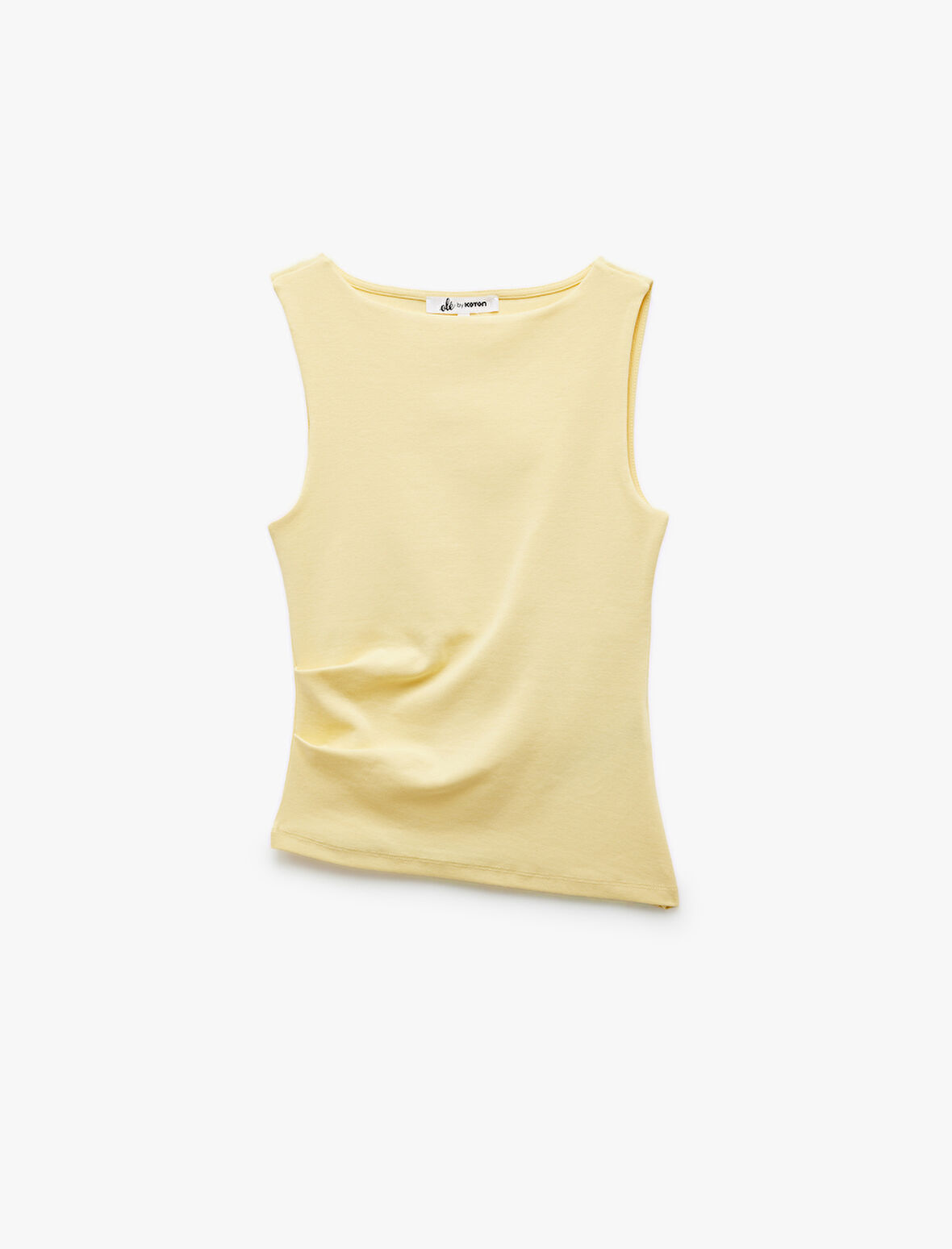 Kayık Yaka Kolsuz Slim Fit Asimetrik Bluz