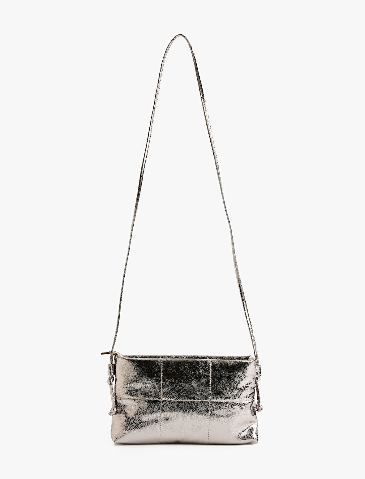 Metalik Görünümlü Fermuarlı Kapitoneli Askılı Omuz Çantası