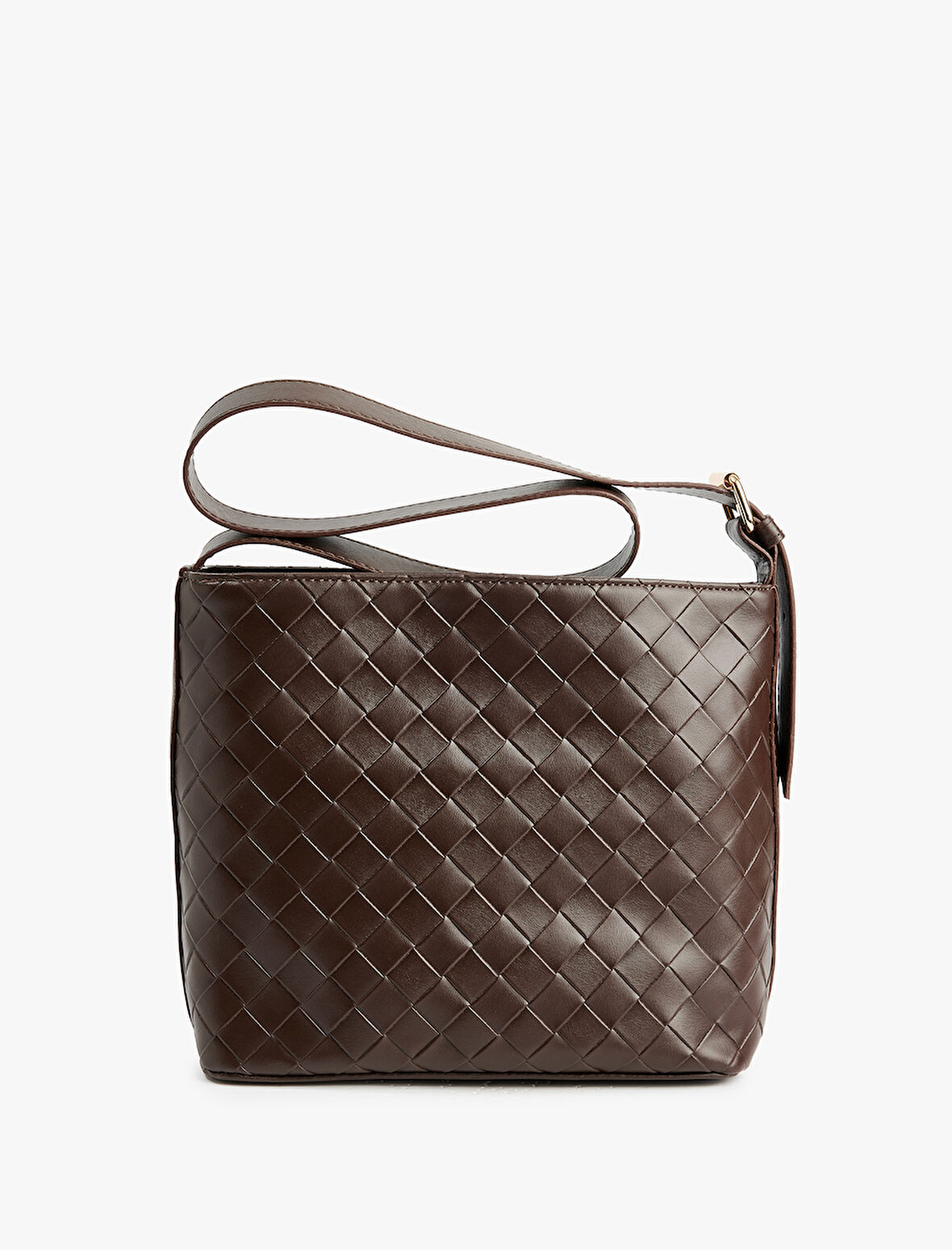 Örgü Desenli Toka Detaylı Suni Deri Omuz Çantası